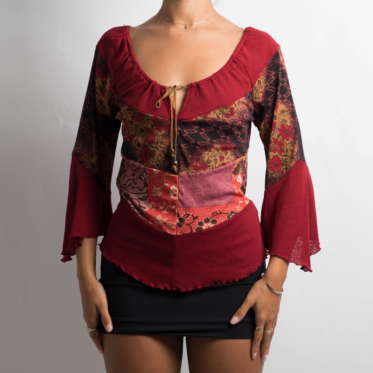 RED MESH BOHO TOP