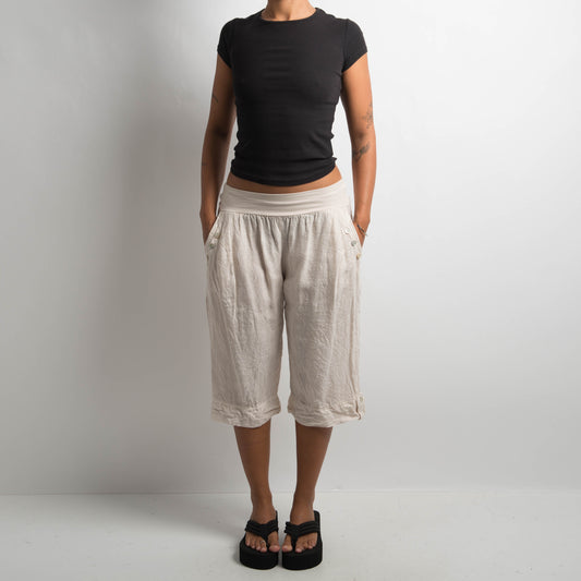 BEIGE RELAXED 3/4 PANTS