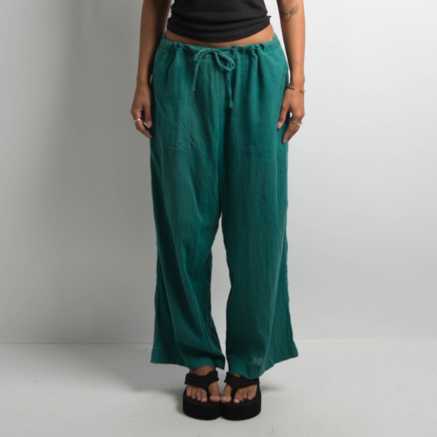 TURQUOISE COTTON PANTS
