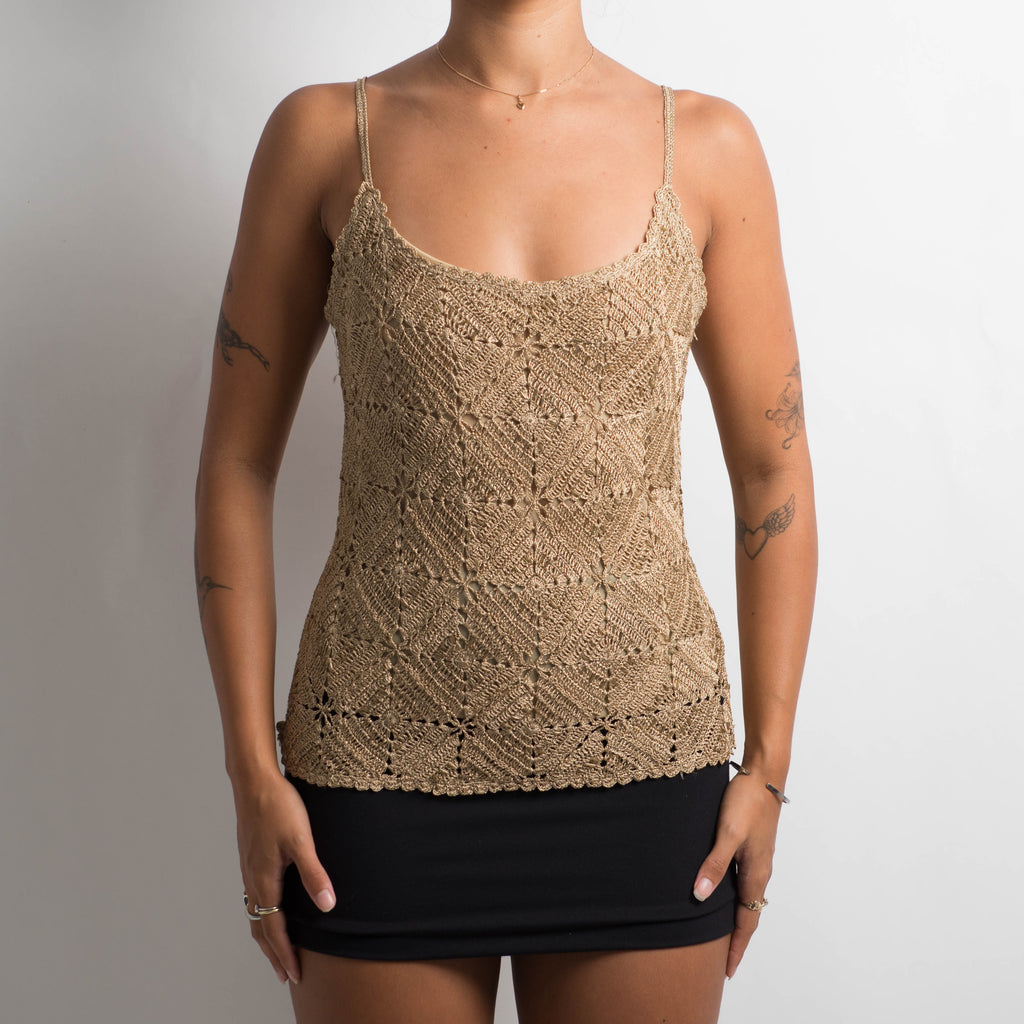 GOLD CROCHET CARDIGAN + TOP SET