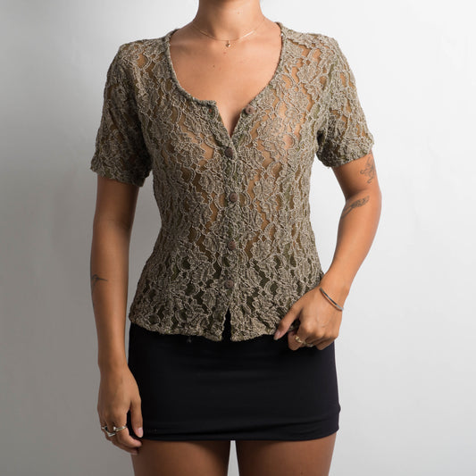KHAKI LACE TOP