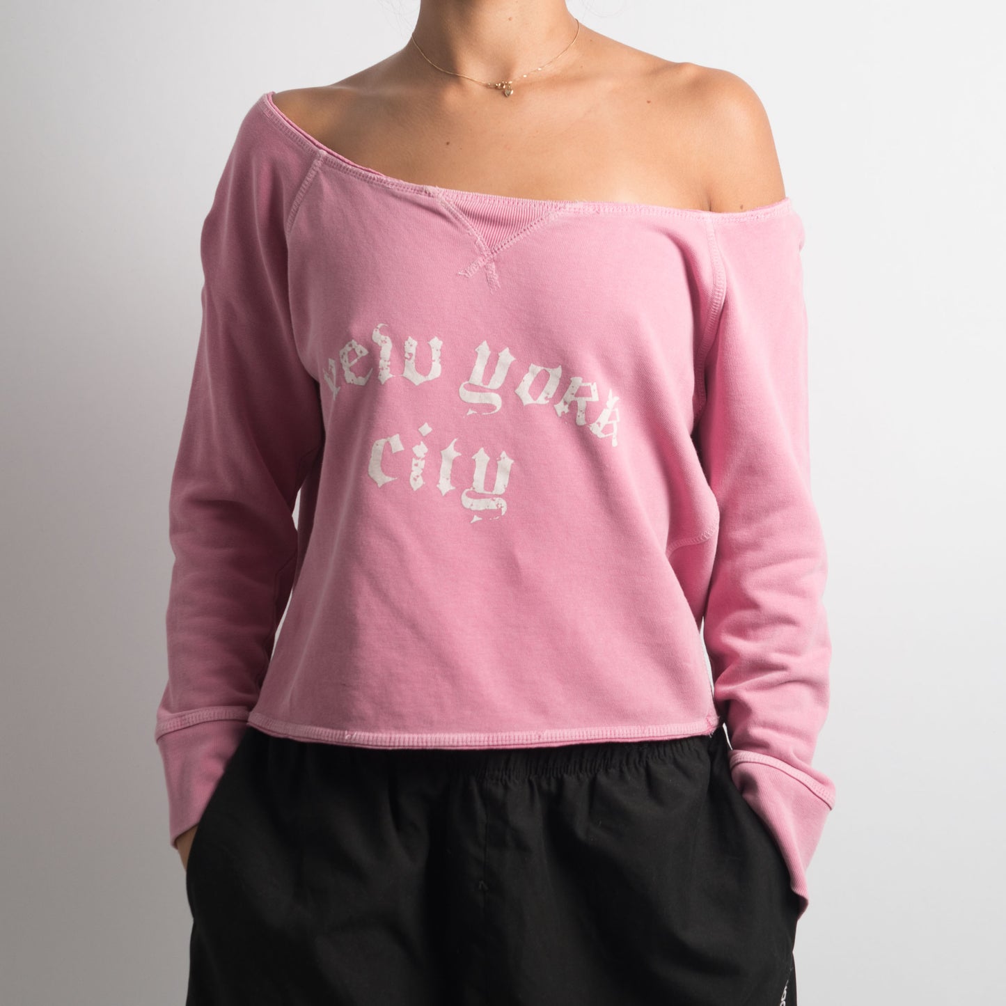 PINK WIDE NECK LONG SLEEVE