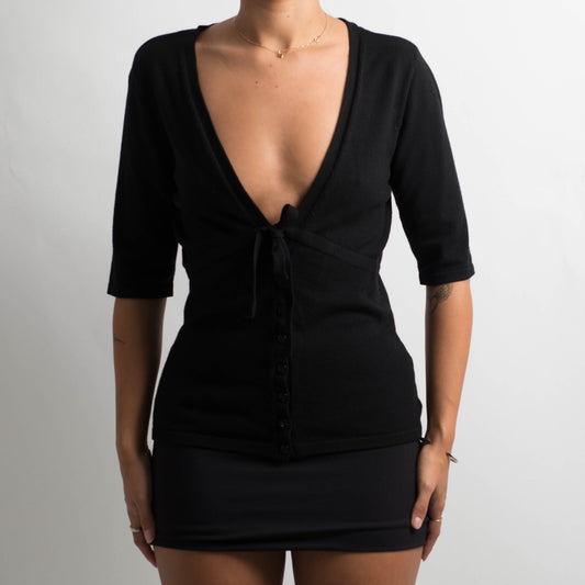 BLACK TIE FRONT CARDIGAN