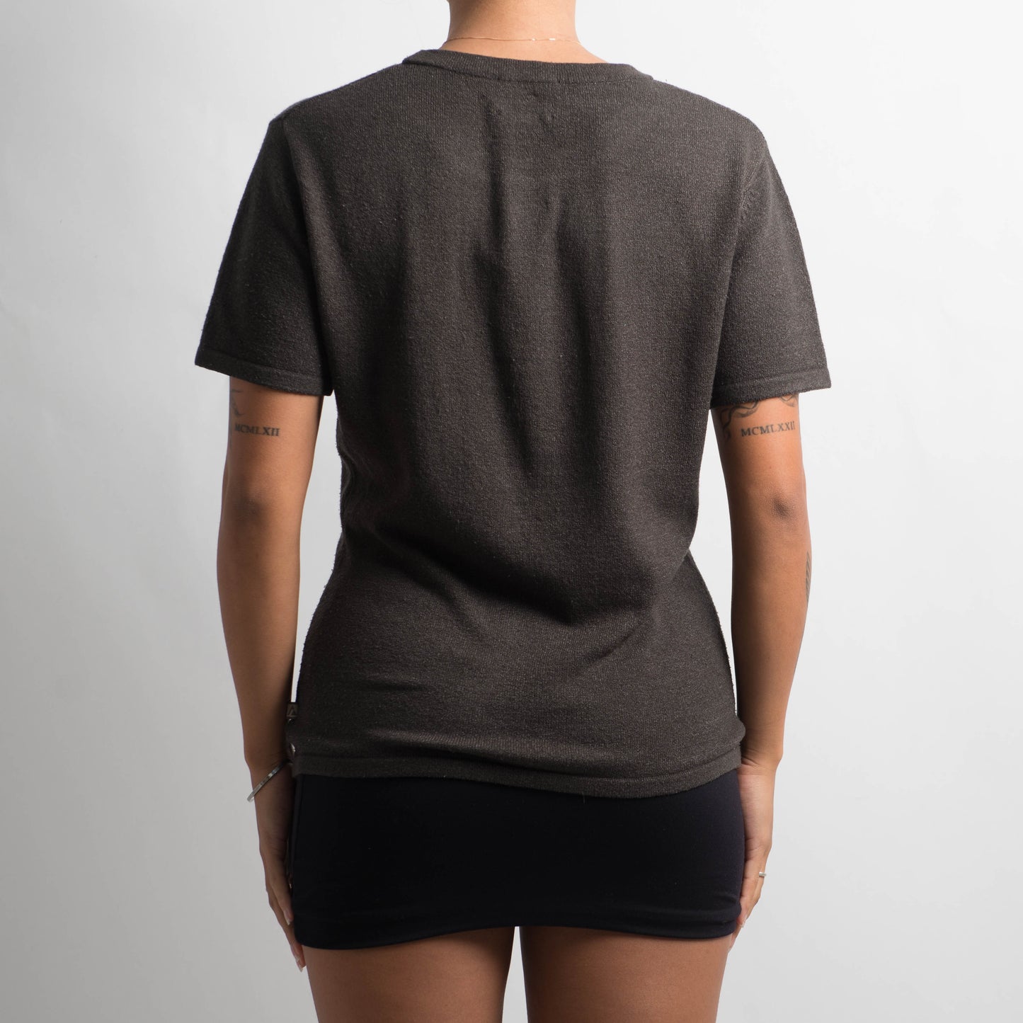 GREY MARLE KNIT TOP