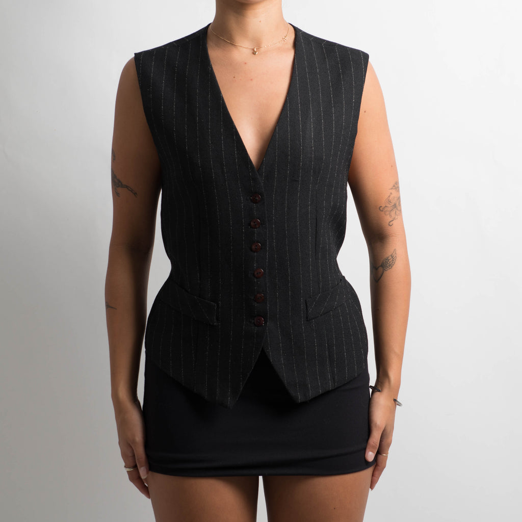 BLACK STRIPE TAILORED VEST
