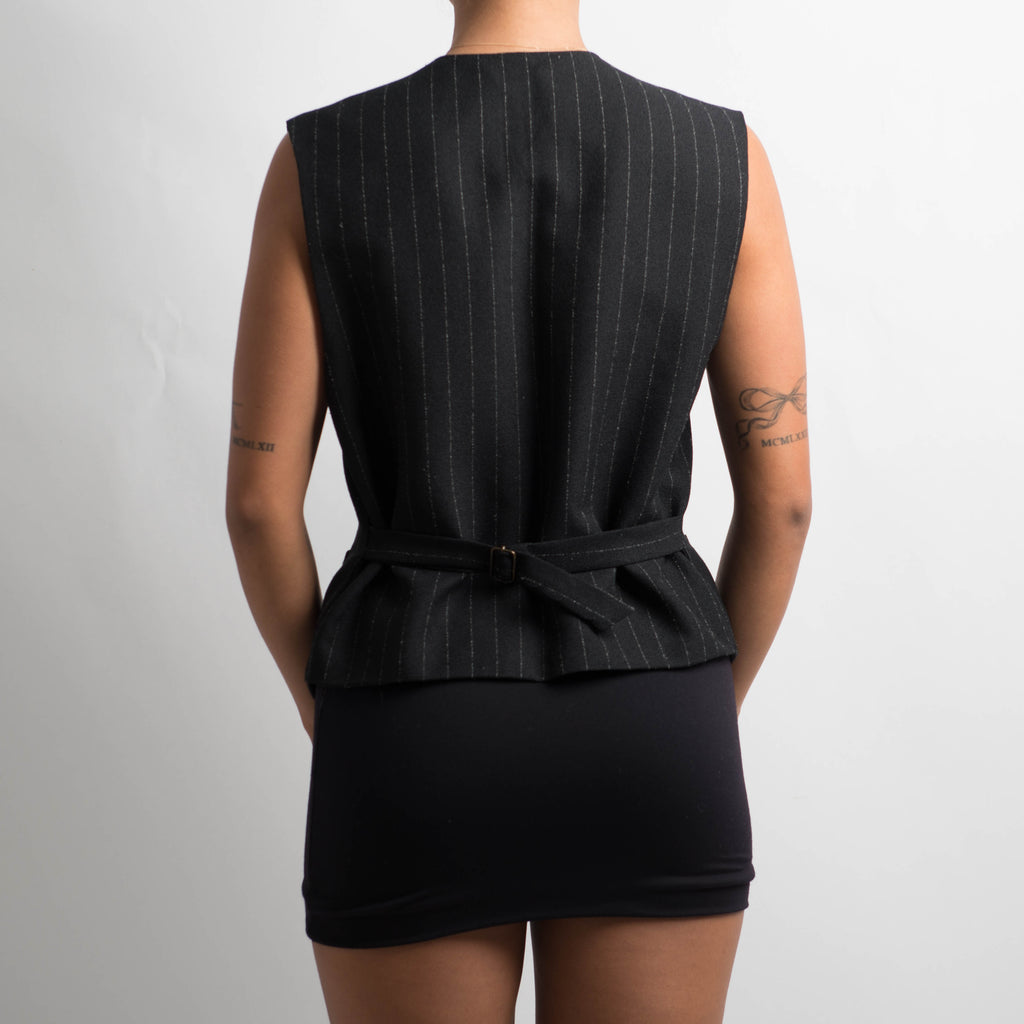 BLACK STRIPE TAILORED VEST