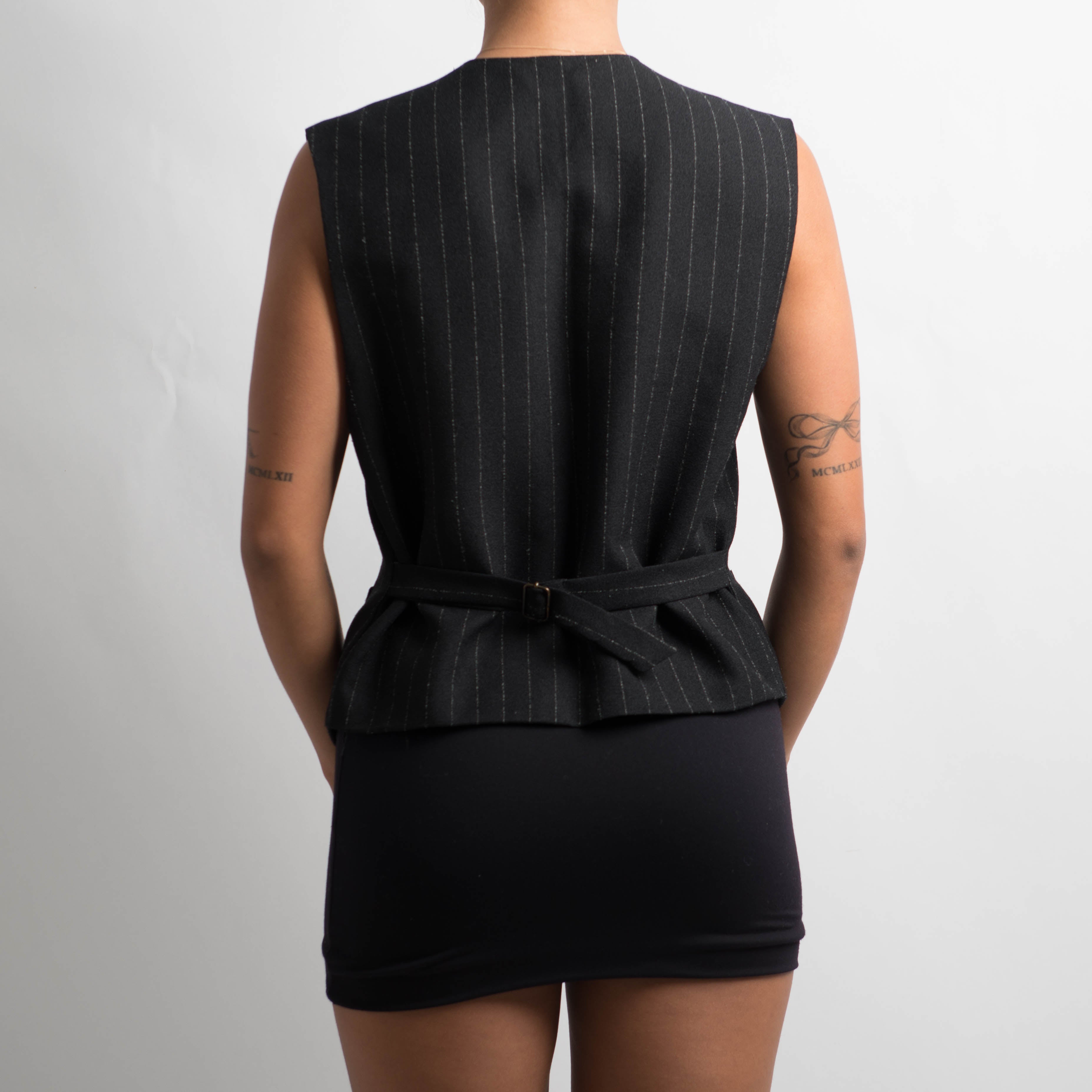 BLACK STRIPE TAILORED VEST
