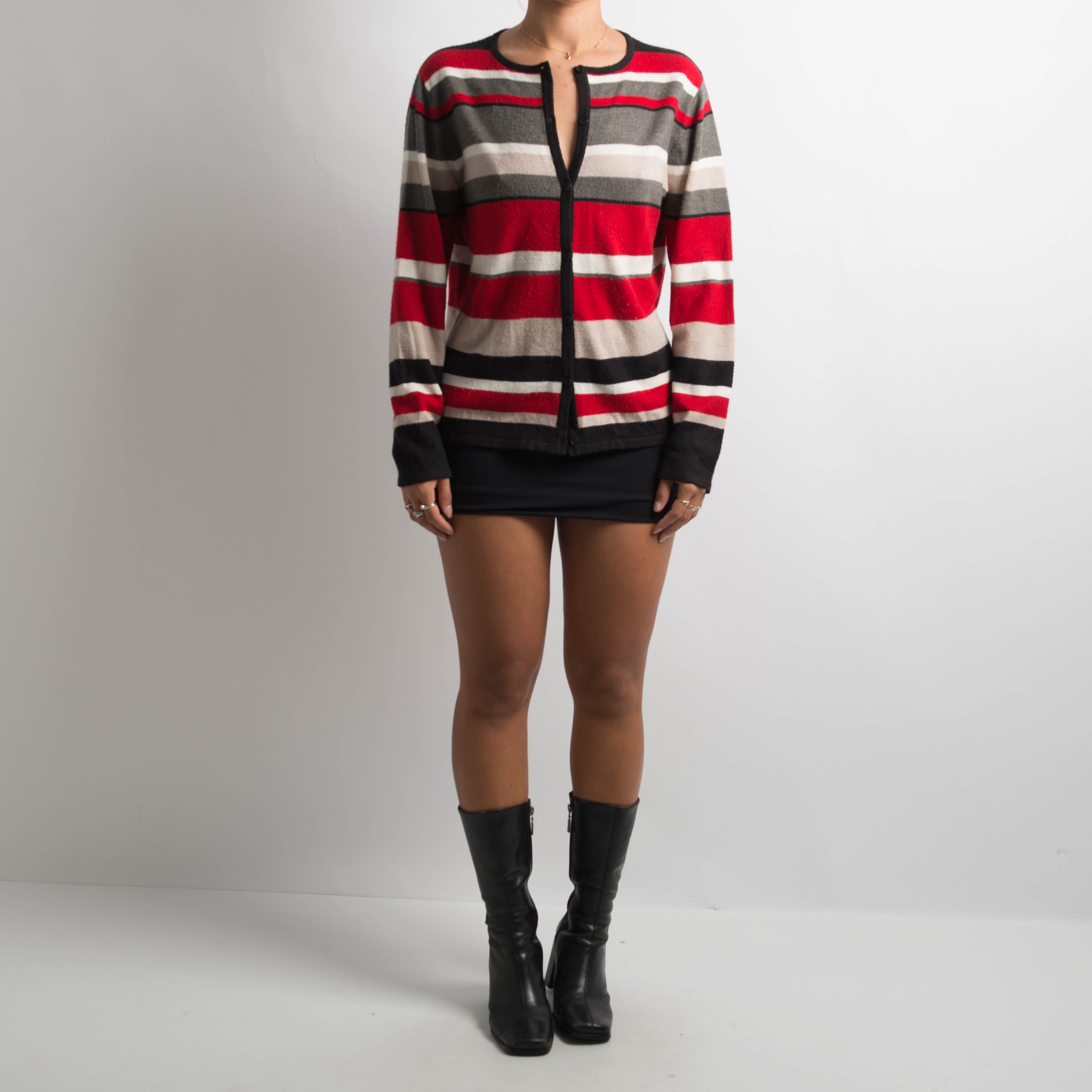 RED STRIPE CARDIGAN