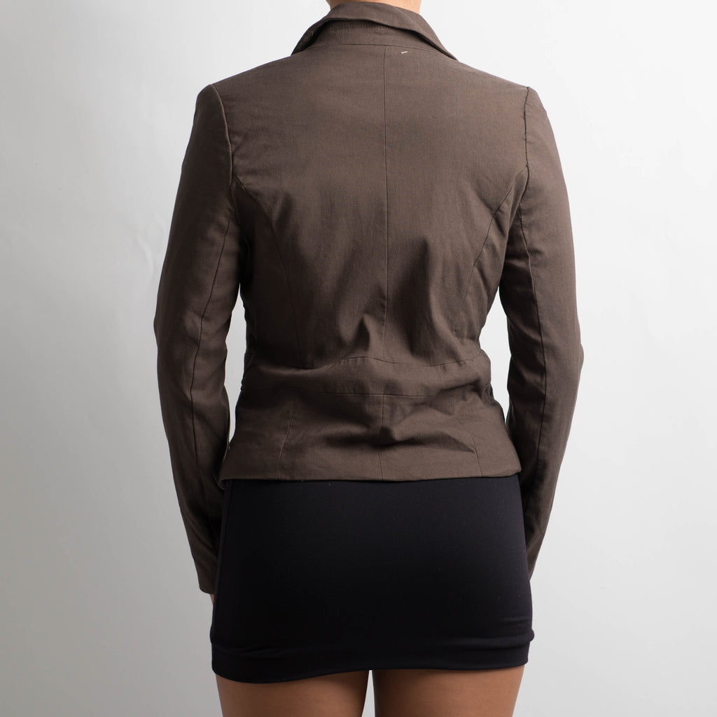 BROWN ZIP BLAZER