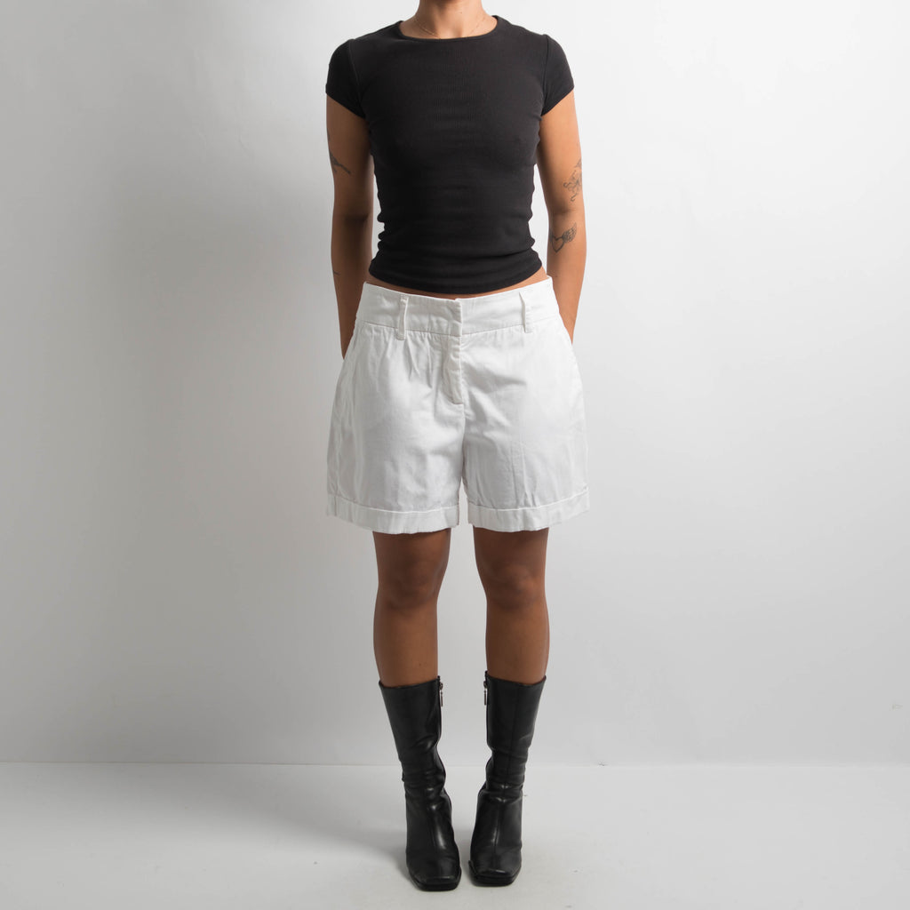 WHITE TAILORED SHORTS