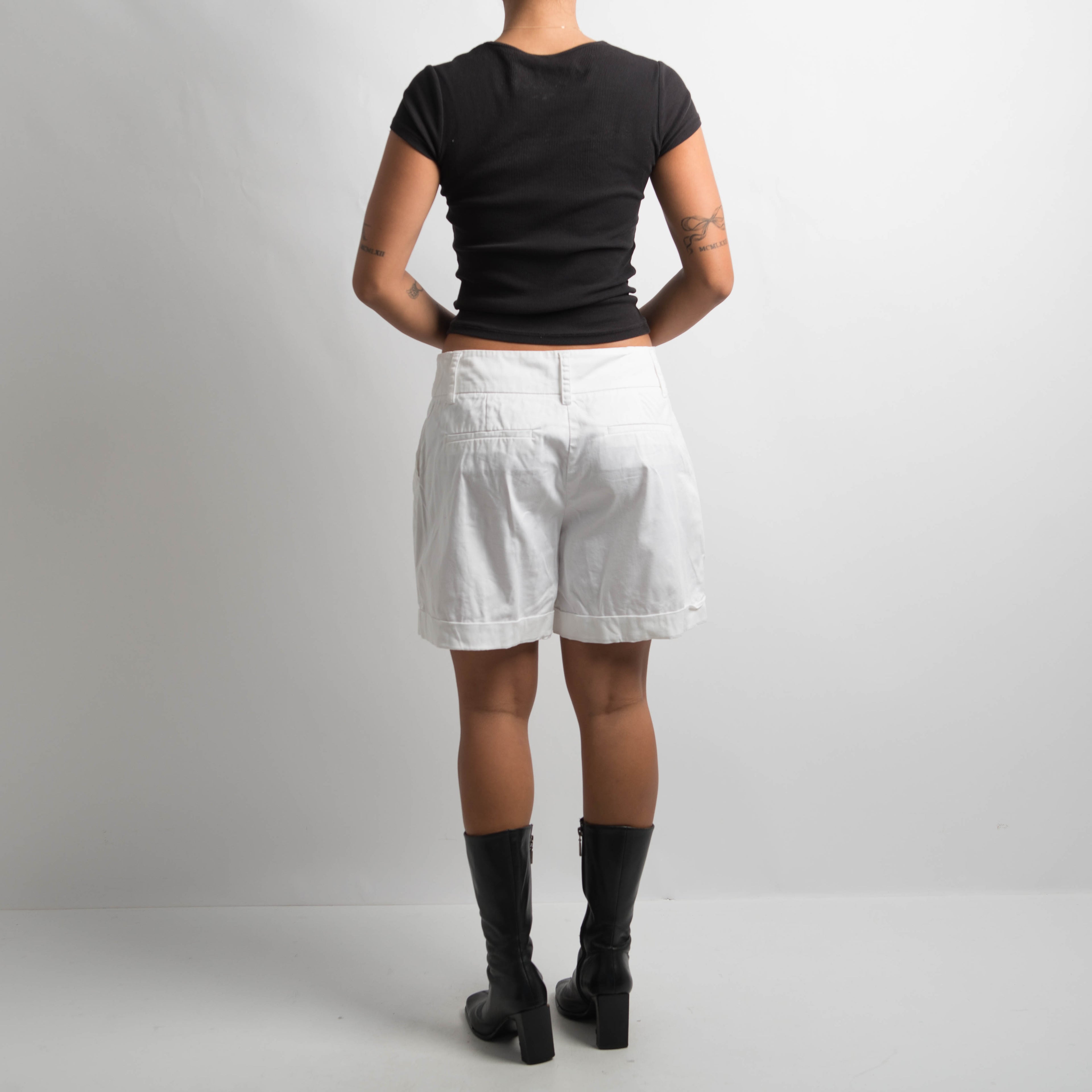 WHITE TAILORED SHORTS