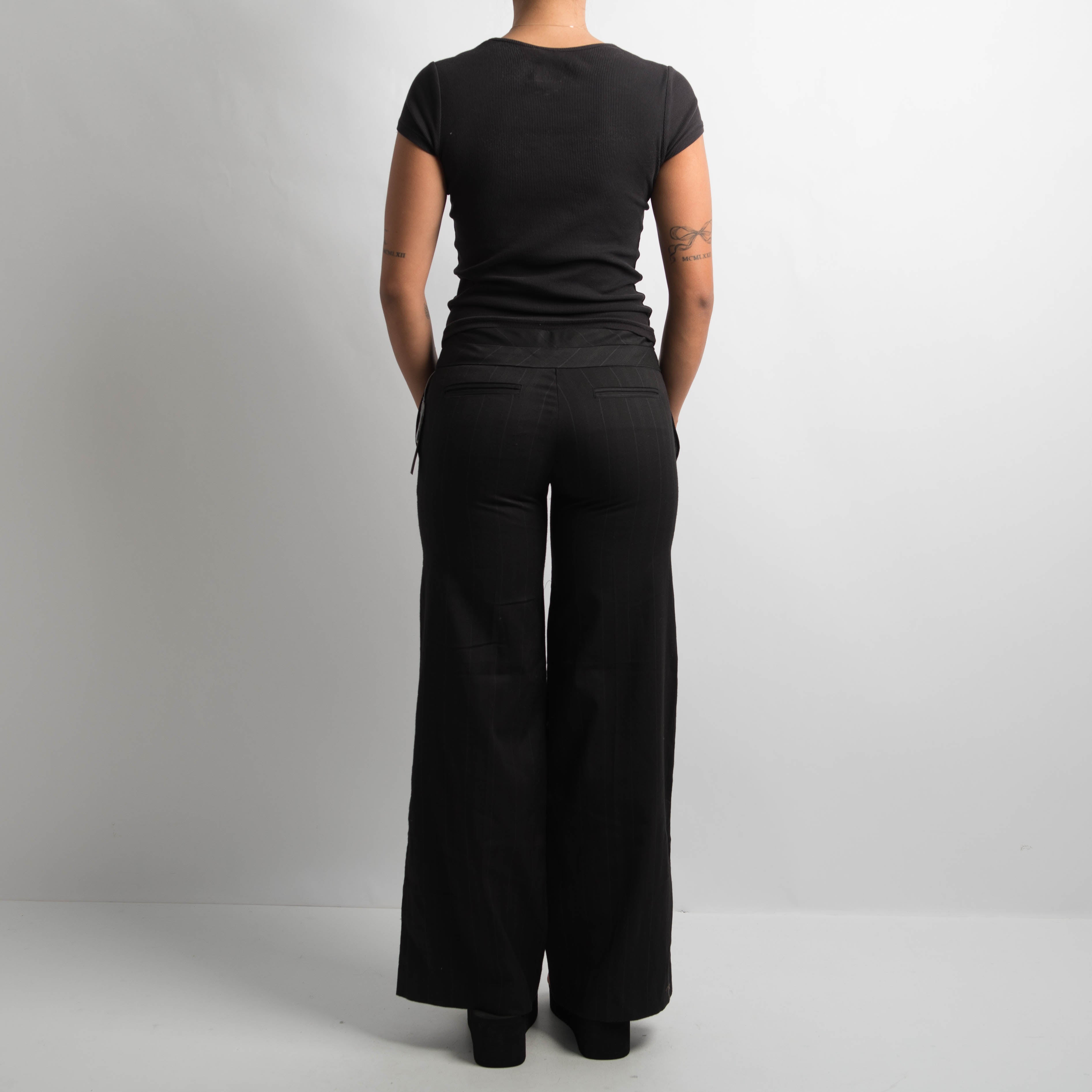 PINSTRIPE WIDE LEG TROUSERS