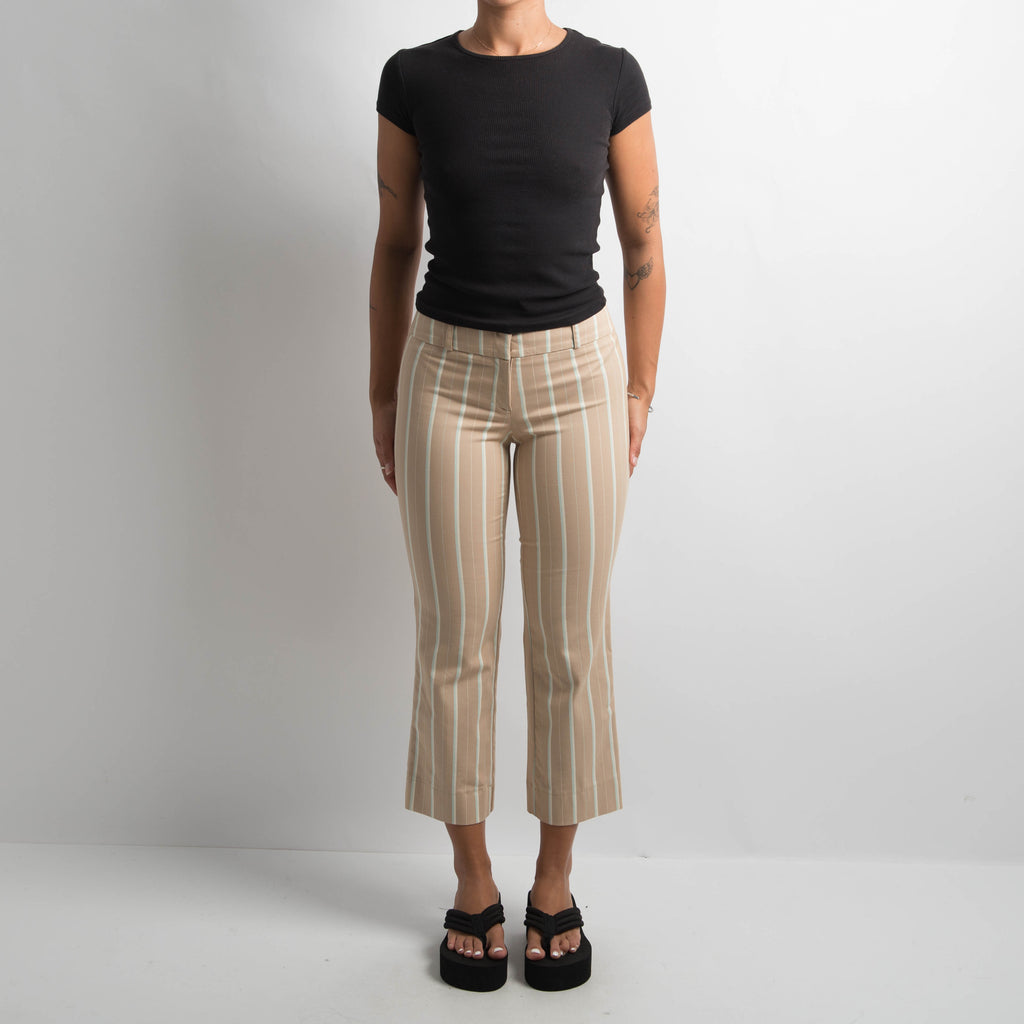 BEIGE STRIPE CAPRI PANTS