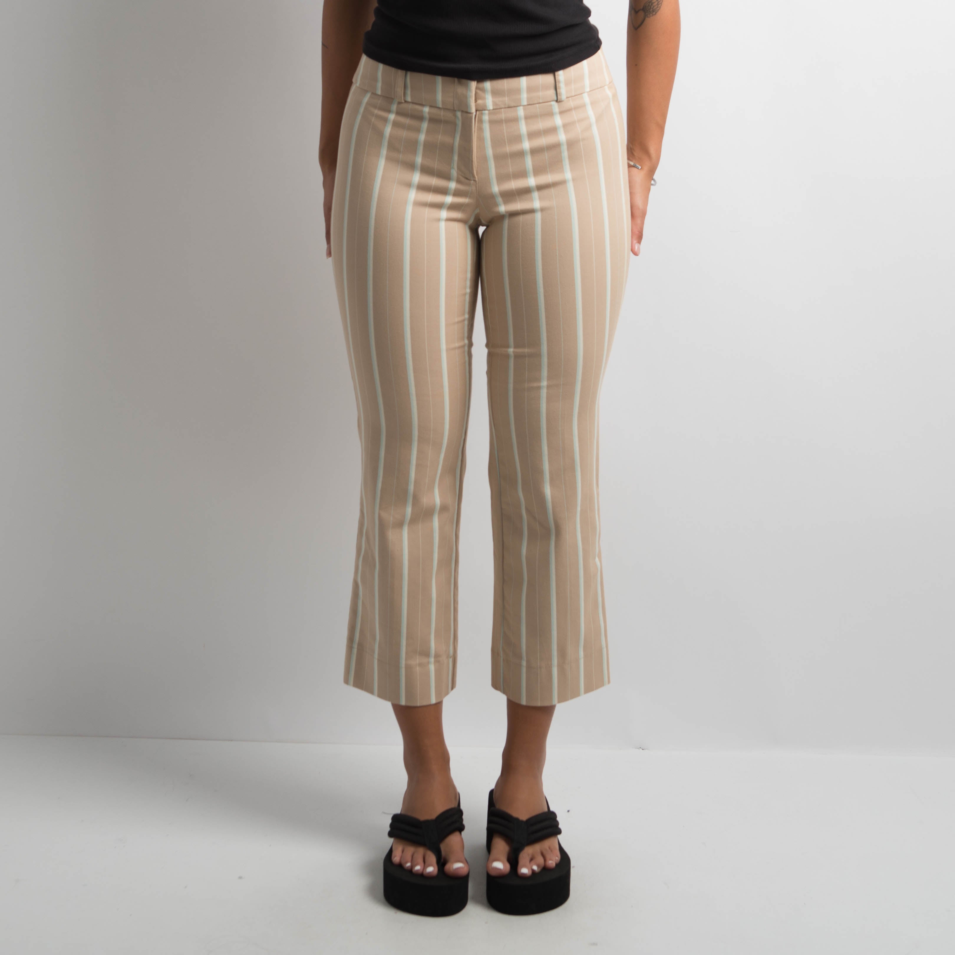 BEIGE STRIPE CAPRI PANTS