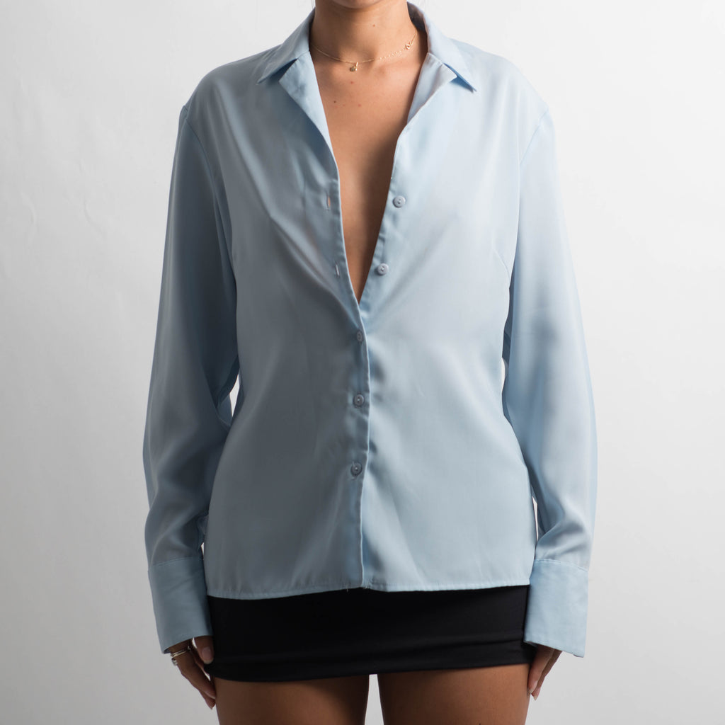 BLUE BUTTON BLOUSE