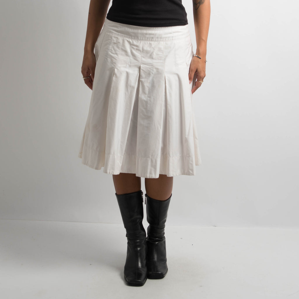 OFF WHITE PLEATED MIDI SKIRT