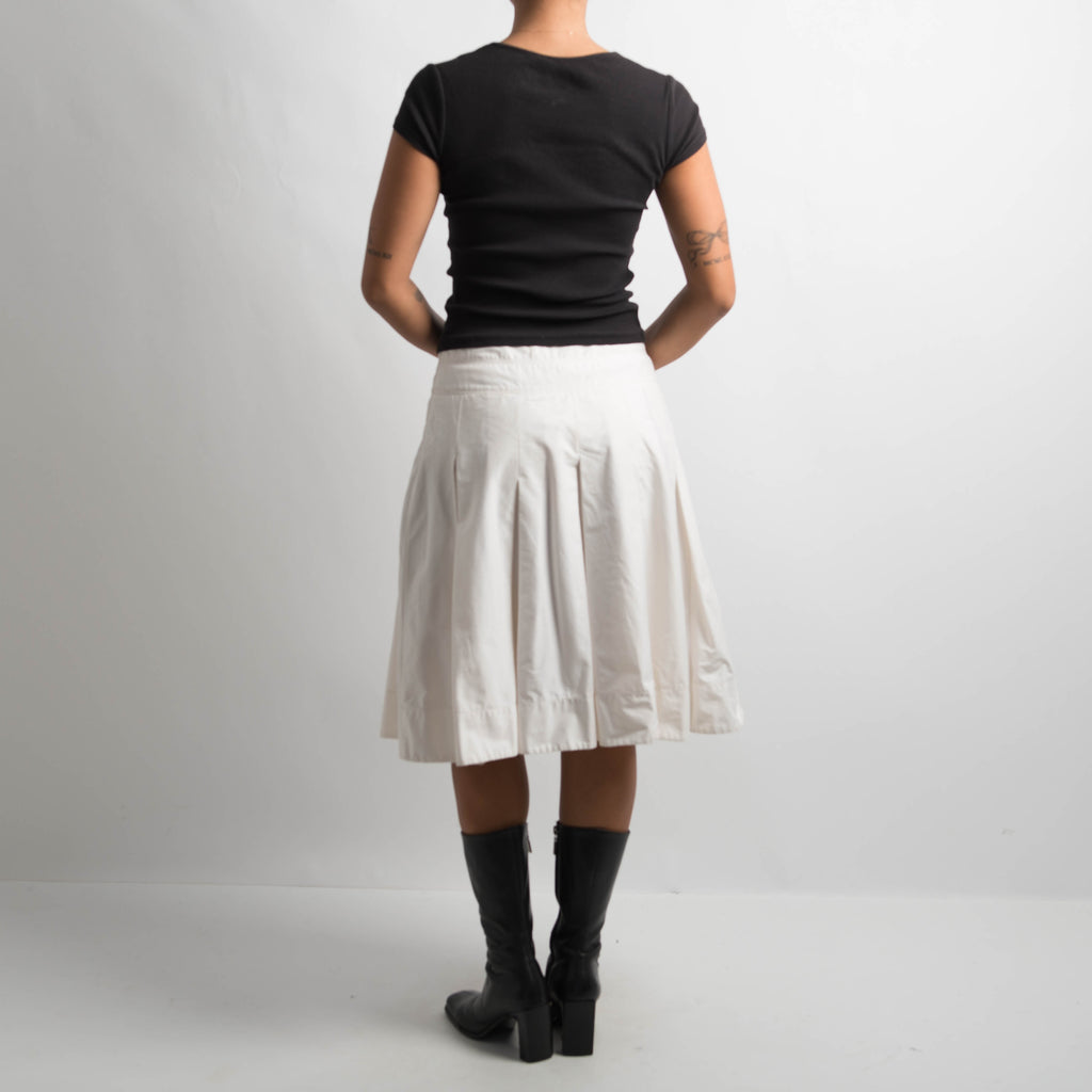 OFF WHITE PLEATED MIDI SKIRT