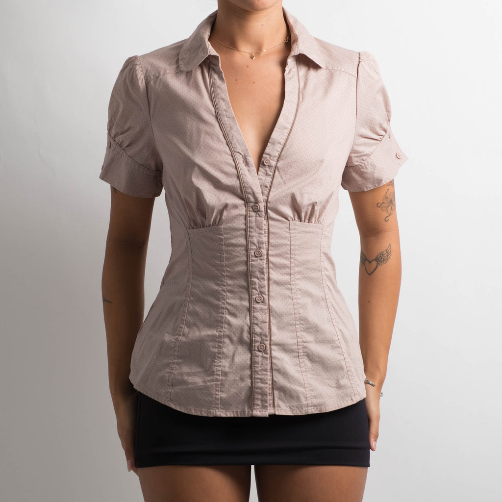 BEIGE SHORT SLEEVE BLOUSE