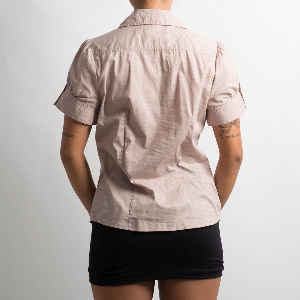 BEIGE SHORT SLEEVE BLOUSE