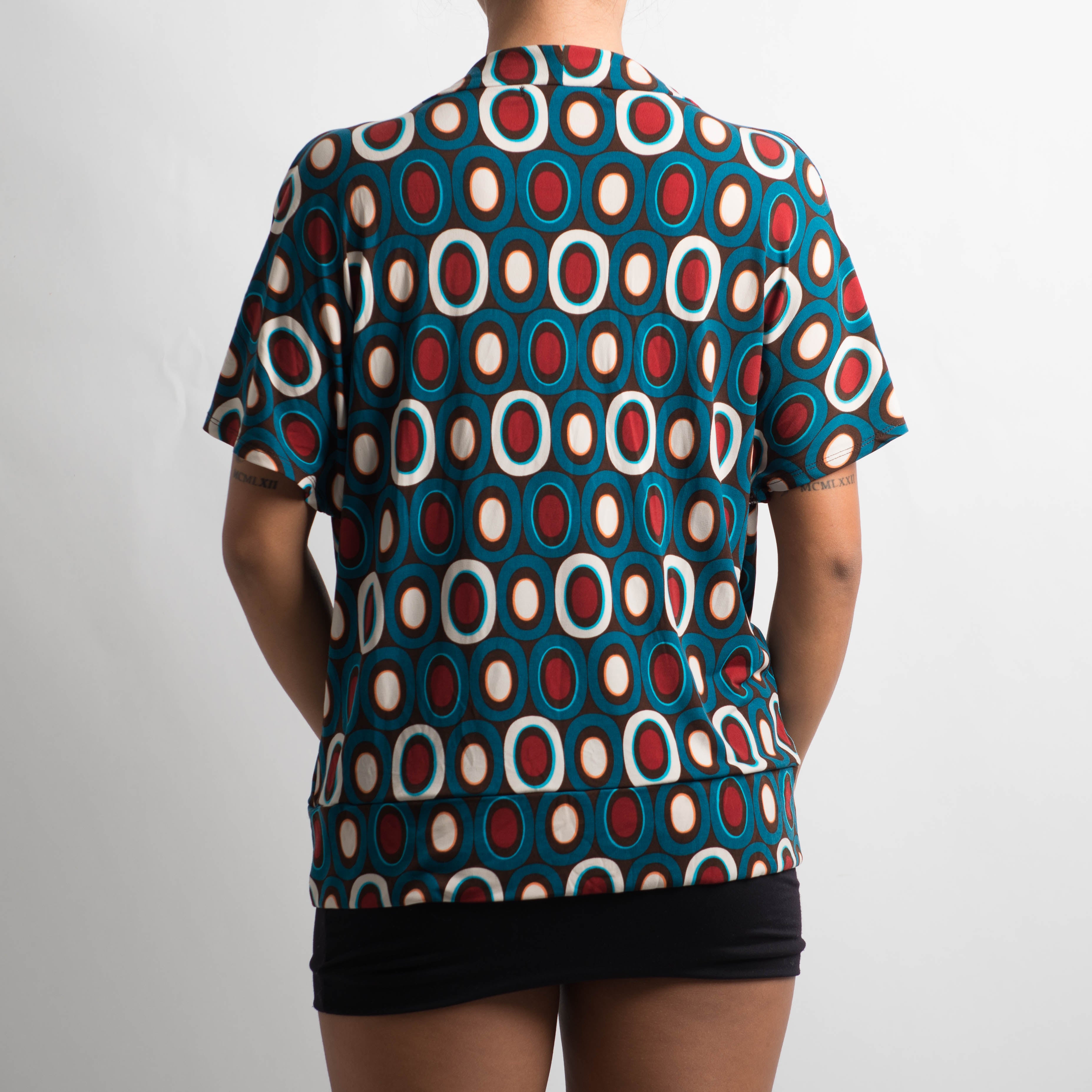 PATTERN COWL NECK TOP