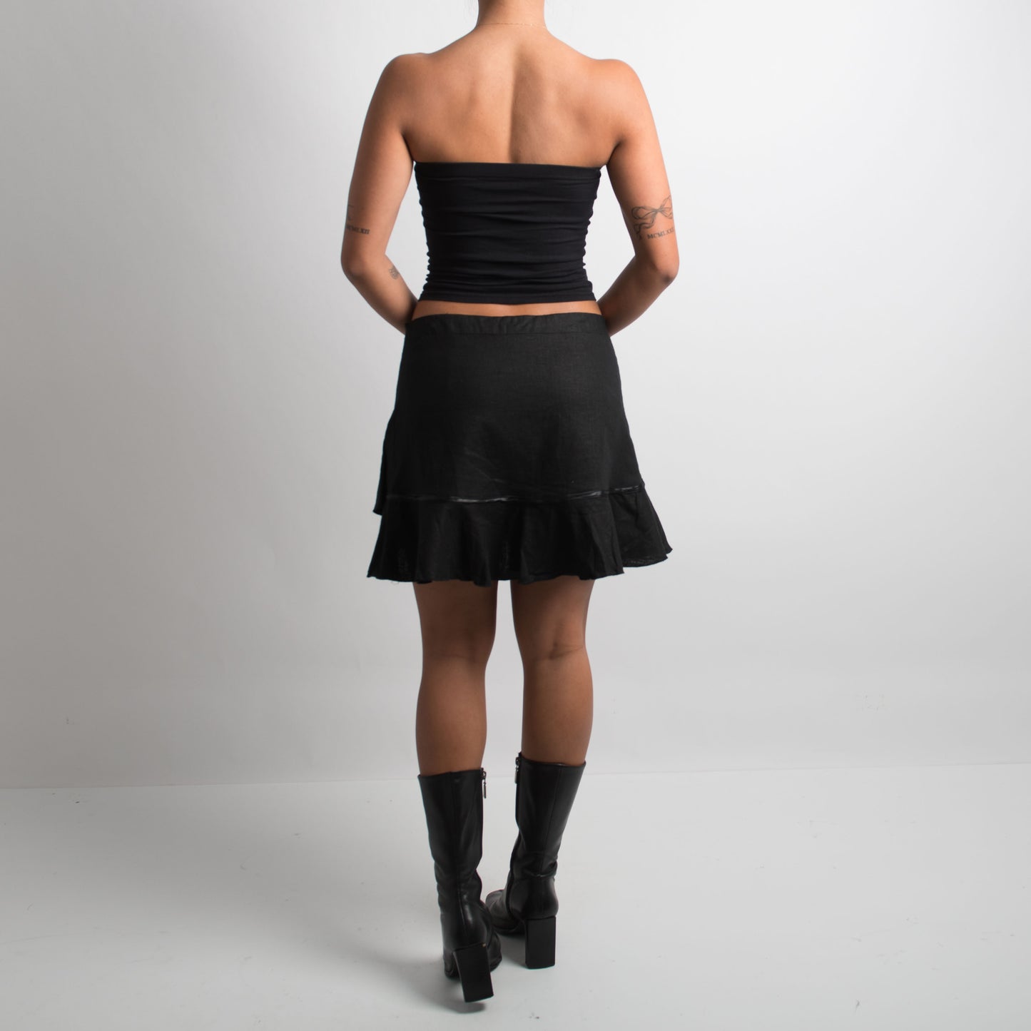 BLACK LINEN MINI SKIRT