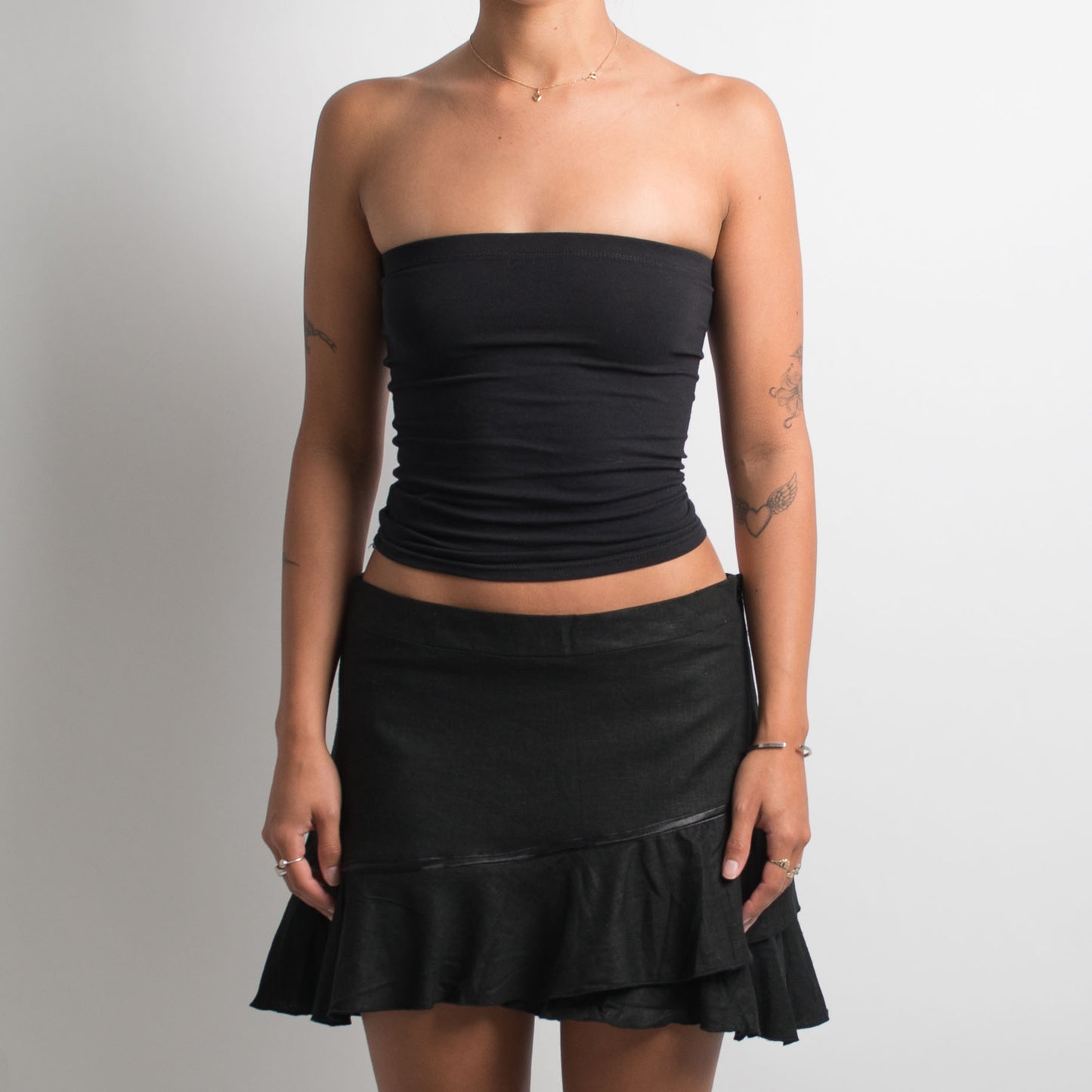 BLACK LINEN MINI SKIRT