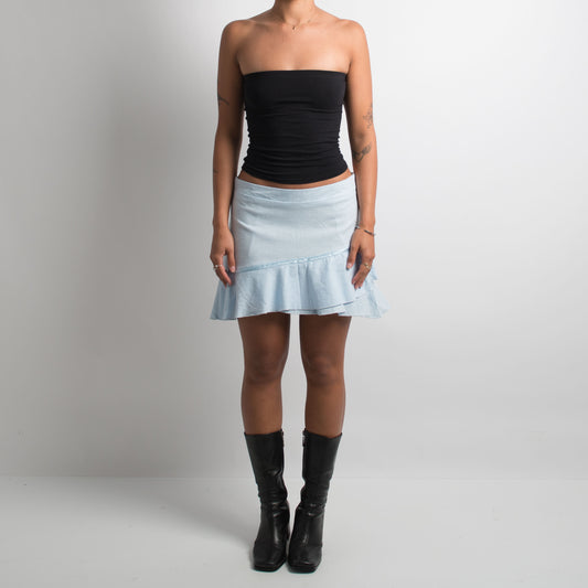 BLUE LINEN MINI SKIRT