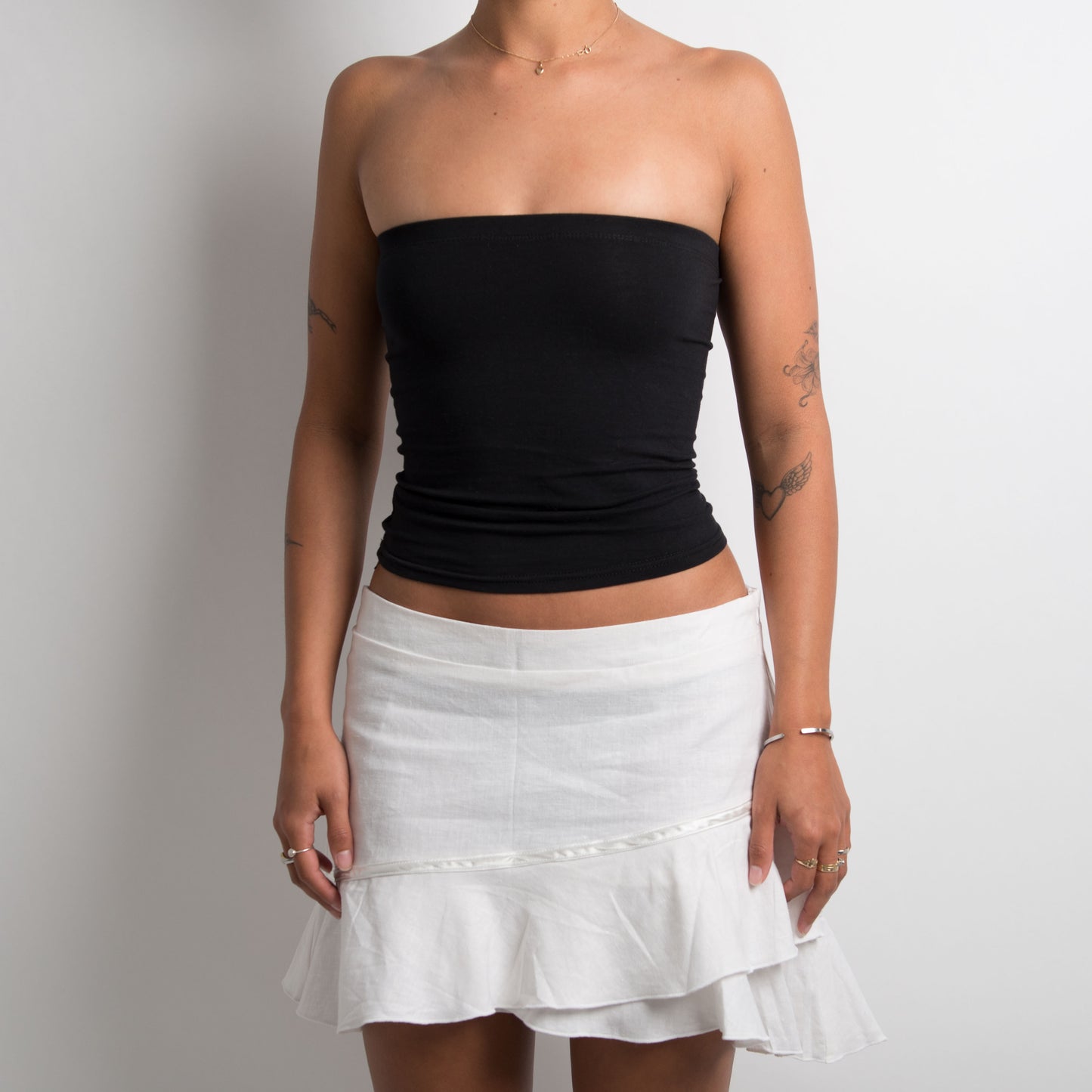 WHITE LINEN MINI SKIRT