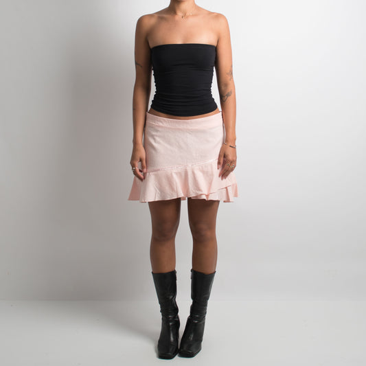 PEACH LINEN MINI SKIRT