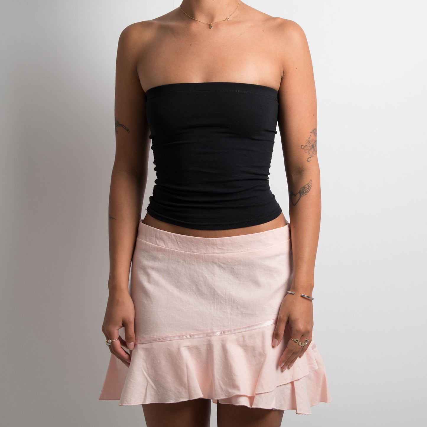 PEACH LINEN MINI SKIRT