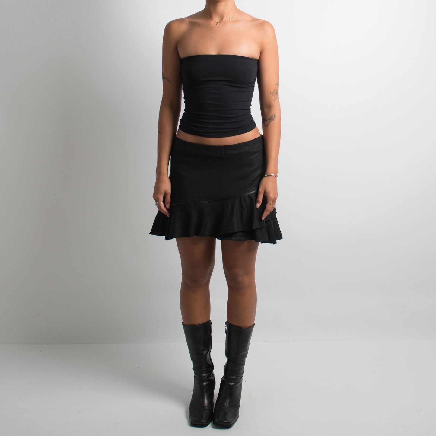 BLACK LINEN MINI SKIRT