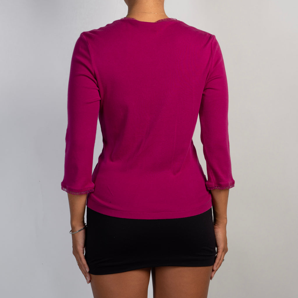 FUCHSIA 3/4 SLEEVE CARDIGAN