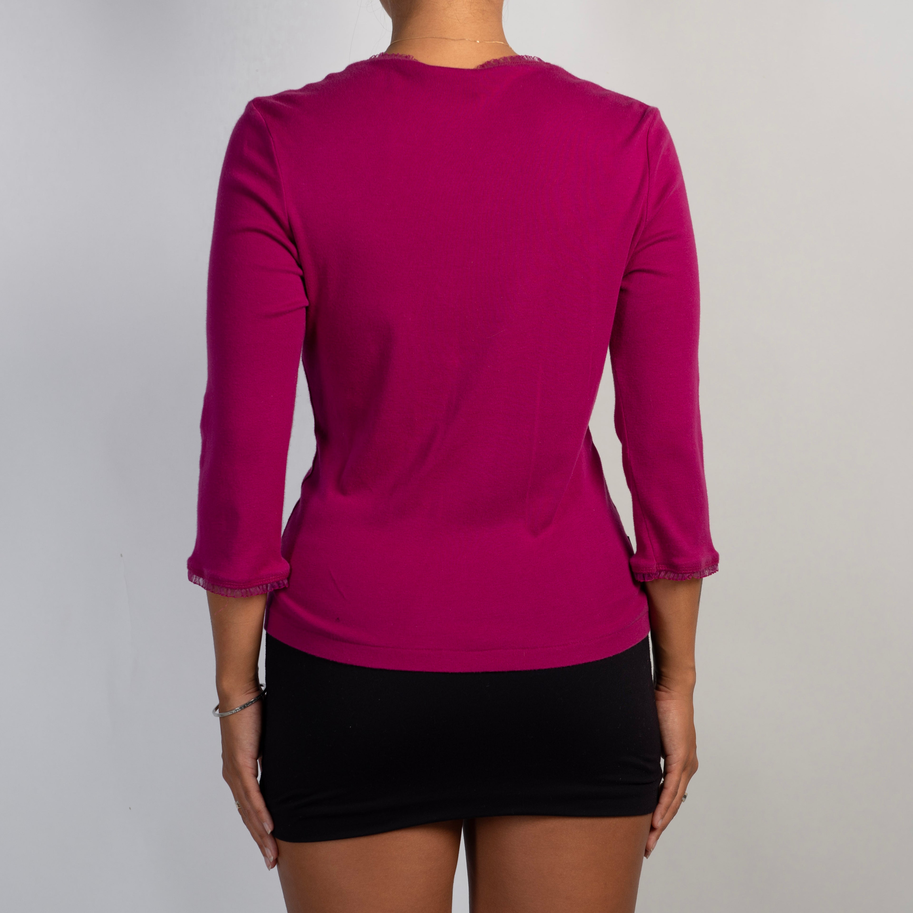 FUCHSIA 3/4 SLEEVE CARDIGAN