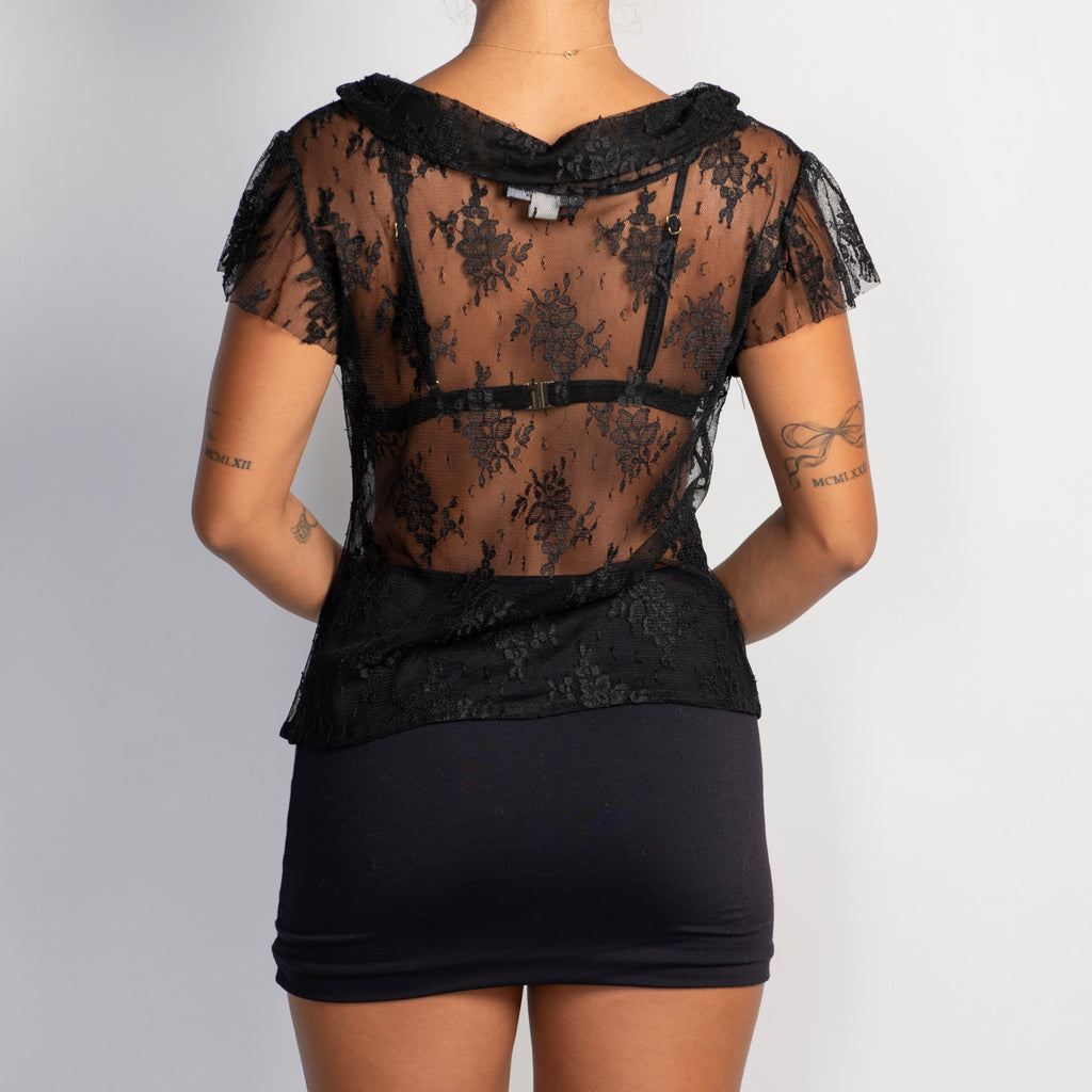 BLACK SHEER LACE TOP