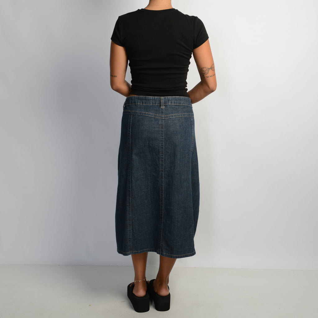 DARK WASH MIDI SKIRT