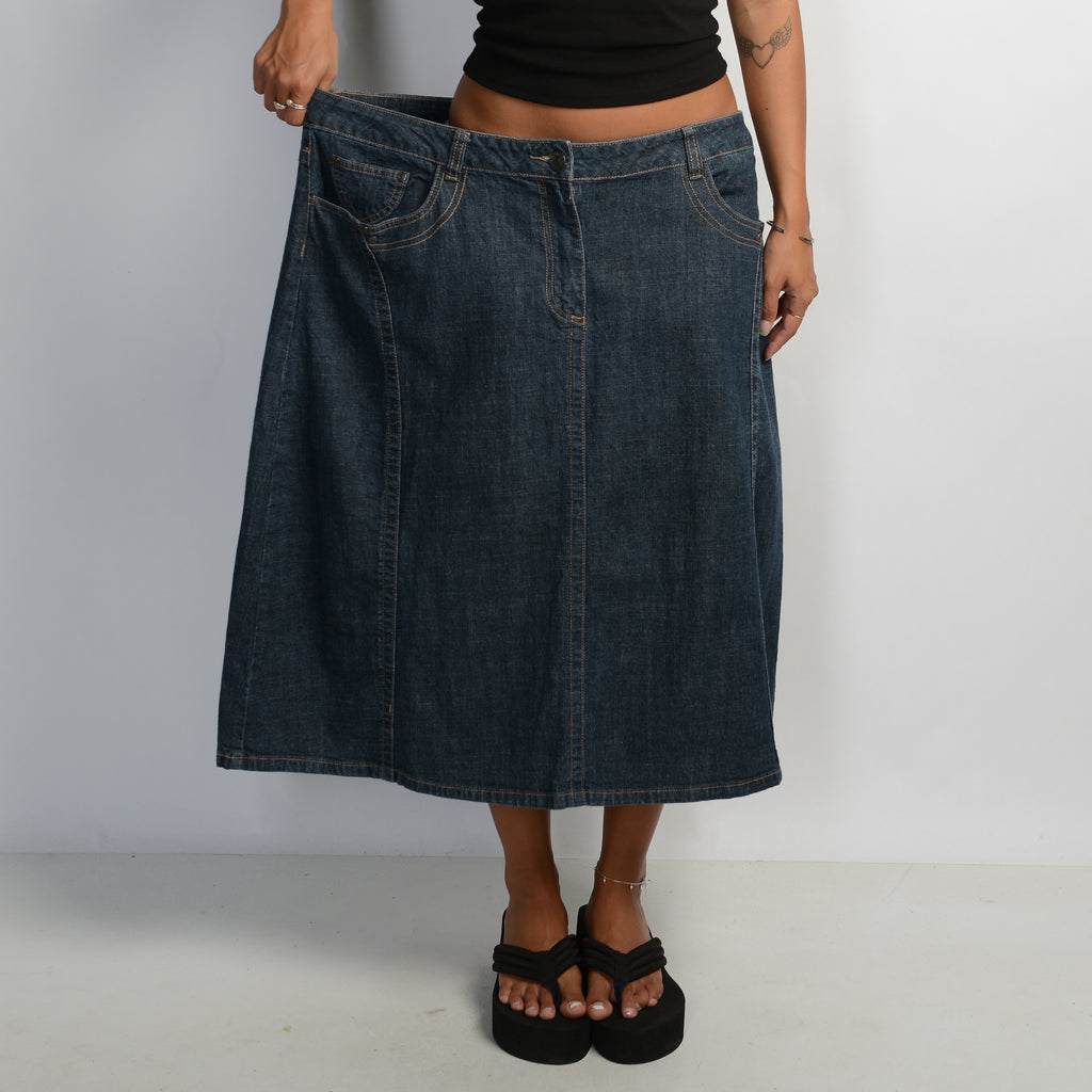 DARK WASH MIDI SKIRT