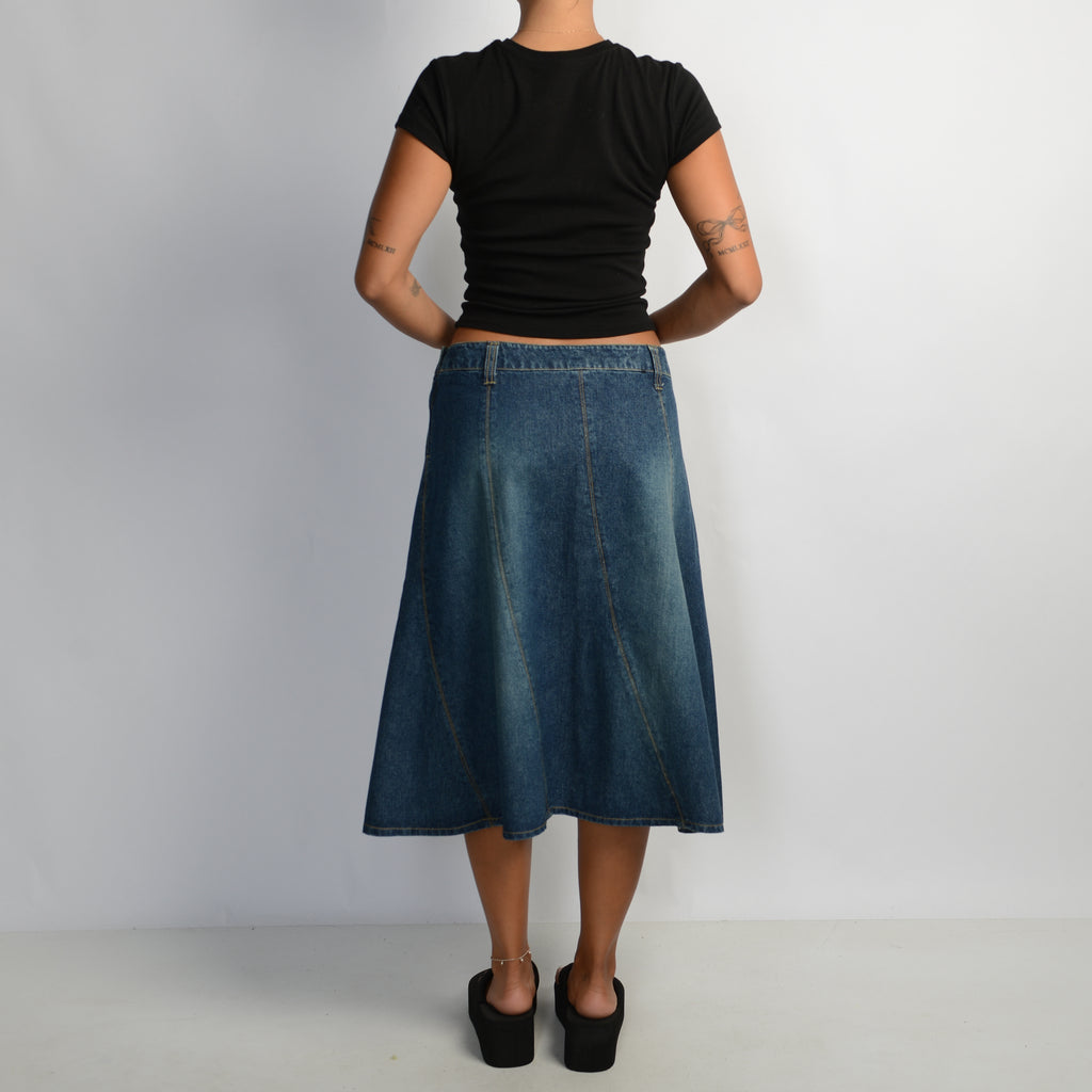 A-LINE DENIM MIDI SKIRT