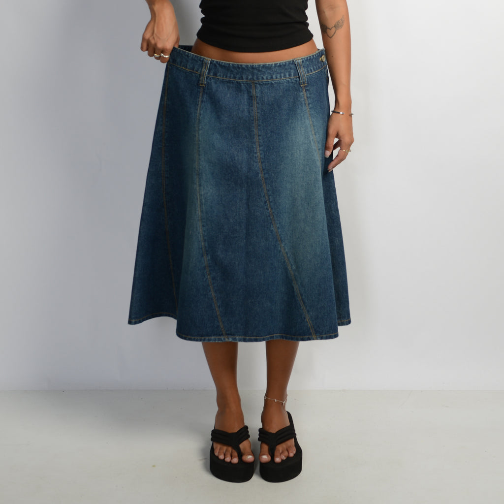 A-LINE DENIM MIDI SKIRT