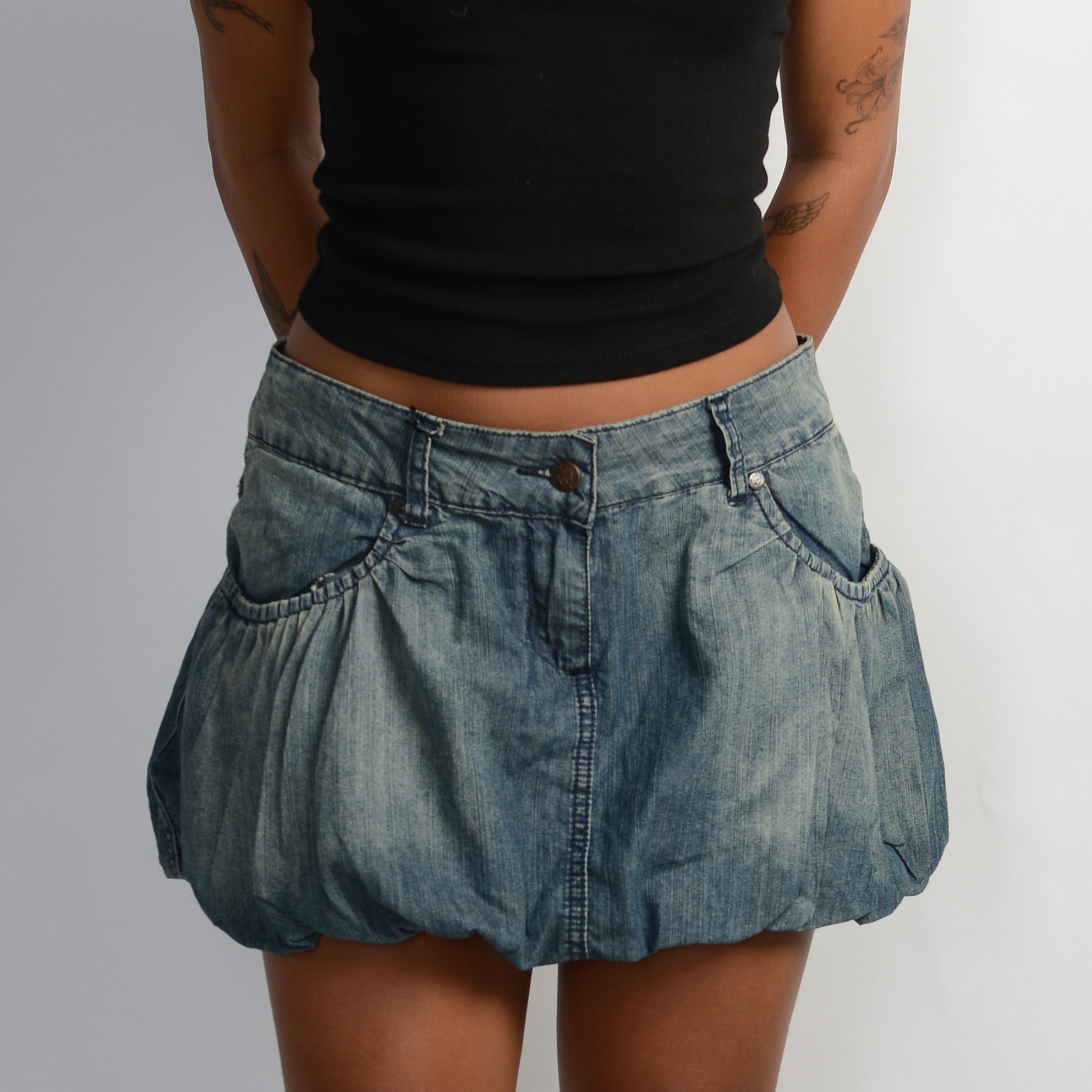 DENIM BUBBLE MINI SKIRT