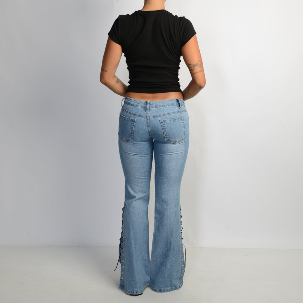 LACE UP FLARE JEANS