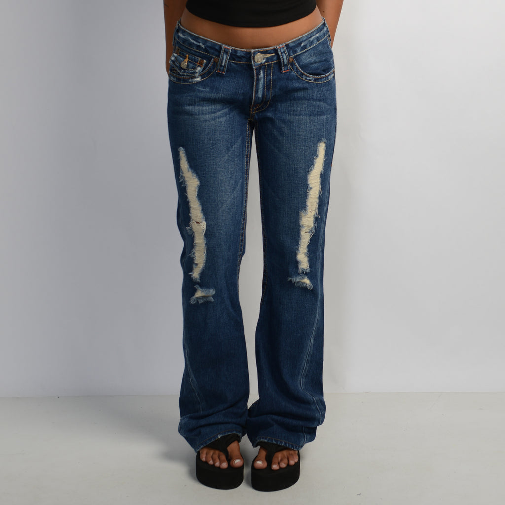 DISTRESSED BOOTCUT JEANS