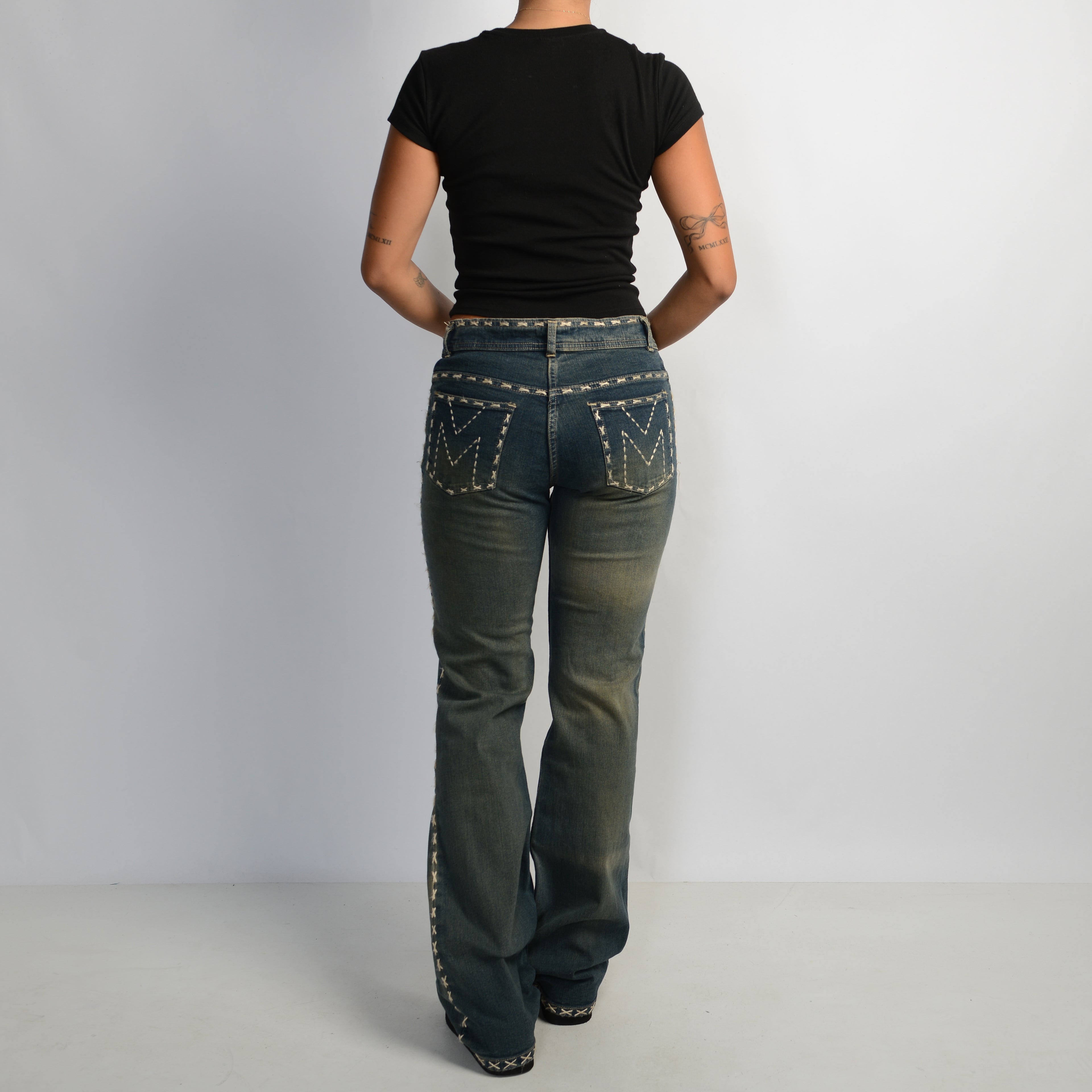LACE UP FLARE JEANS