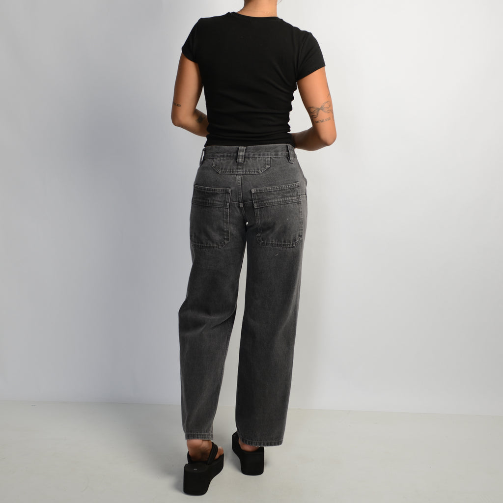 FADED GREY MID RISE JEANS