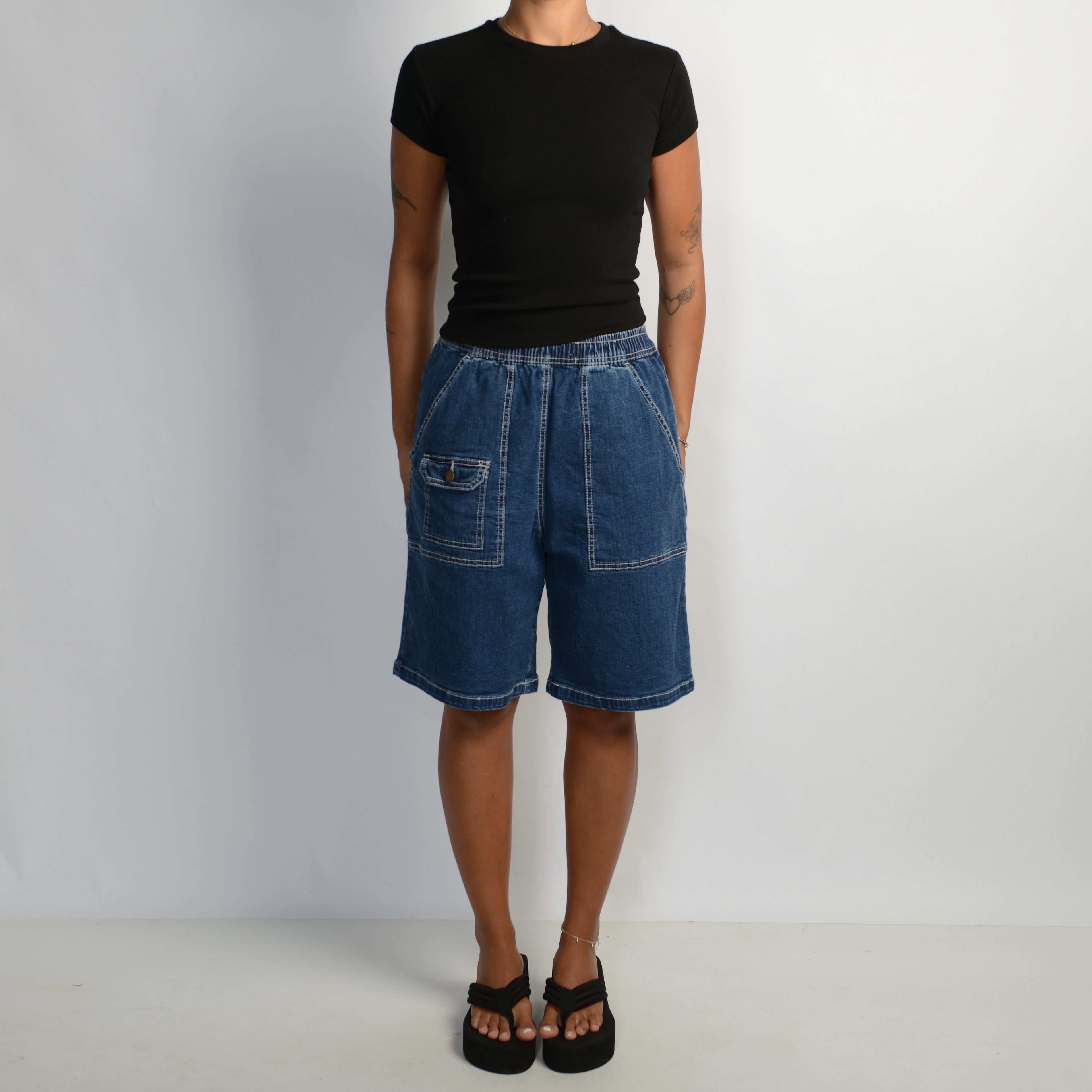 MID WASH CARPENTER JORTS