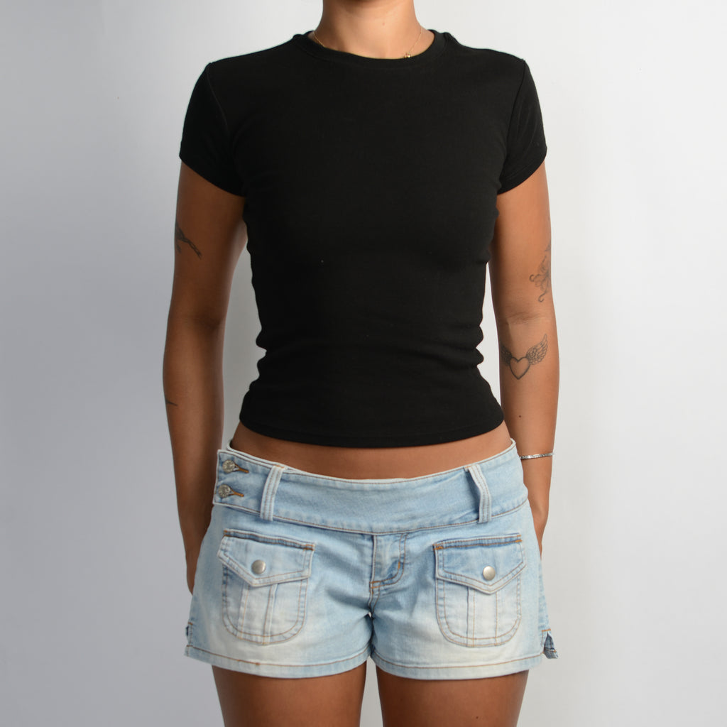 LIGHT WASH DENIM SHORTS