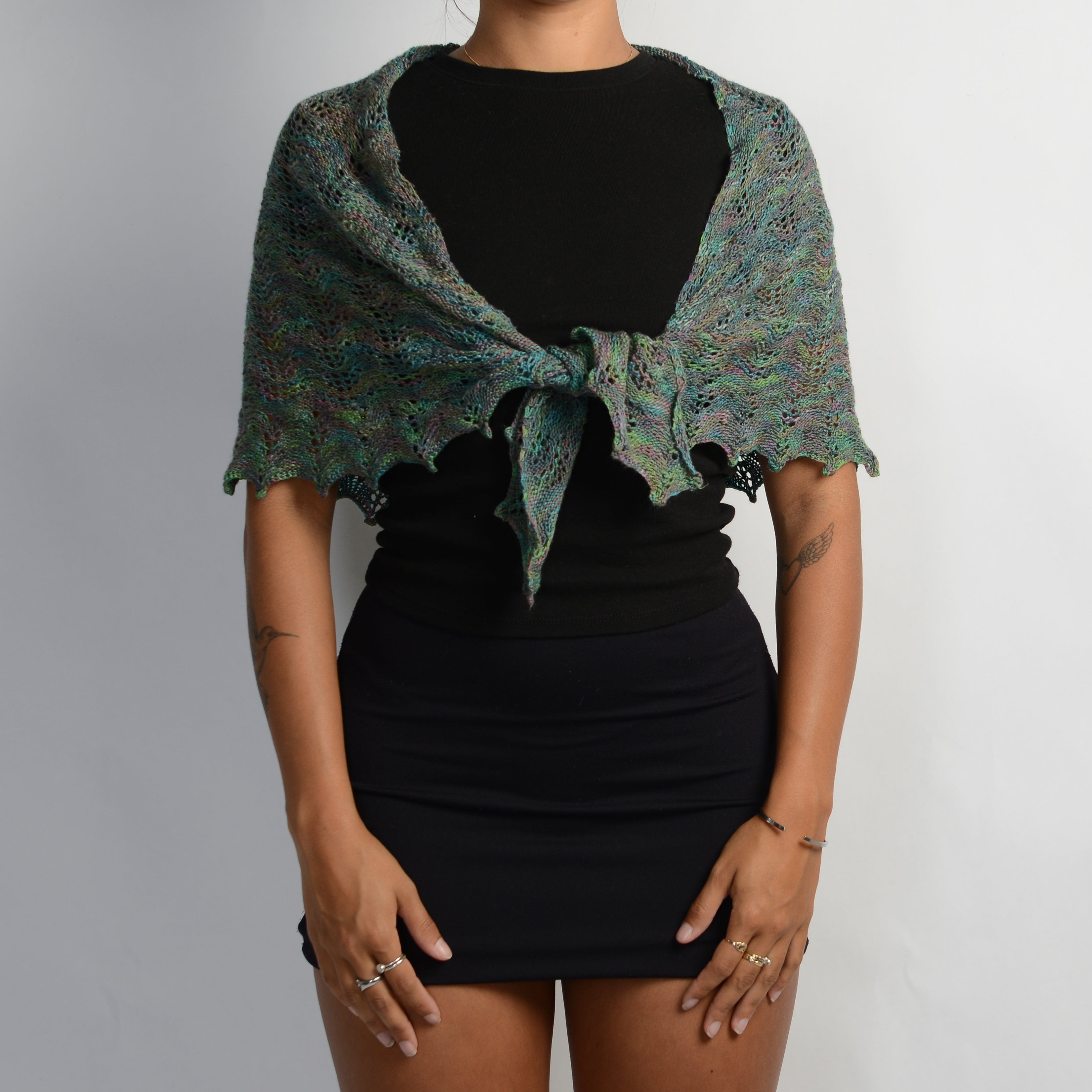 GREEN MARLE KNIT SCARF