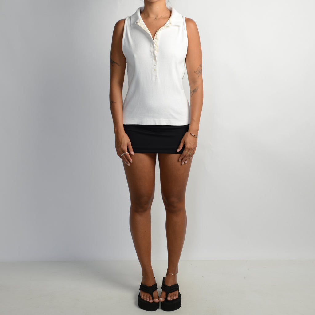 WHITE SLEEVELESS POLO