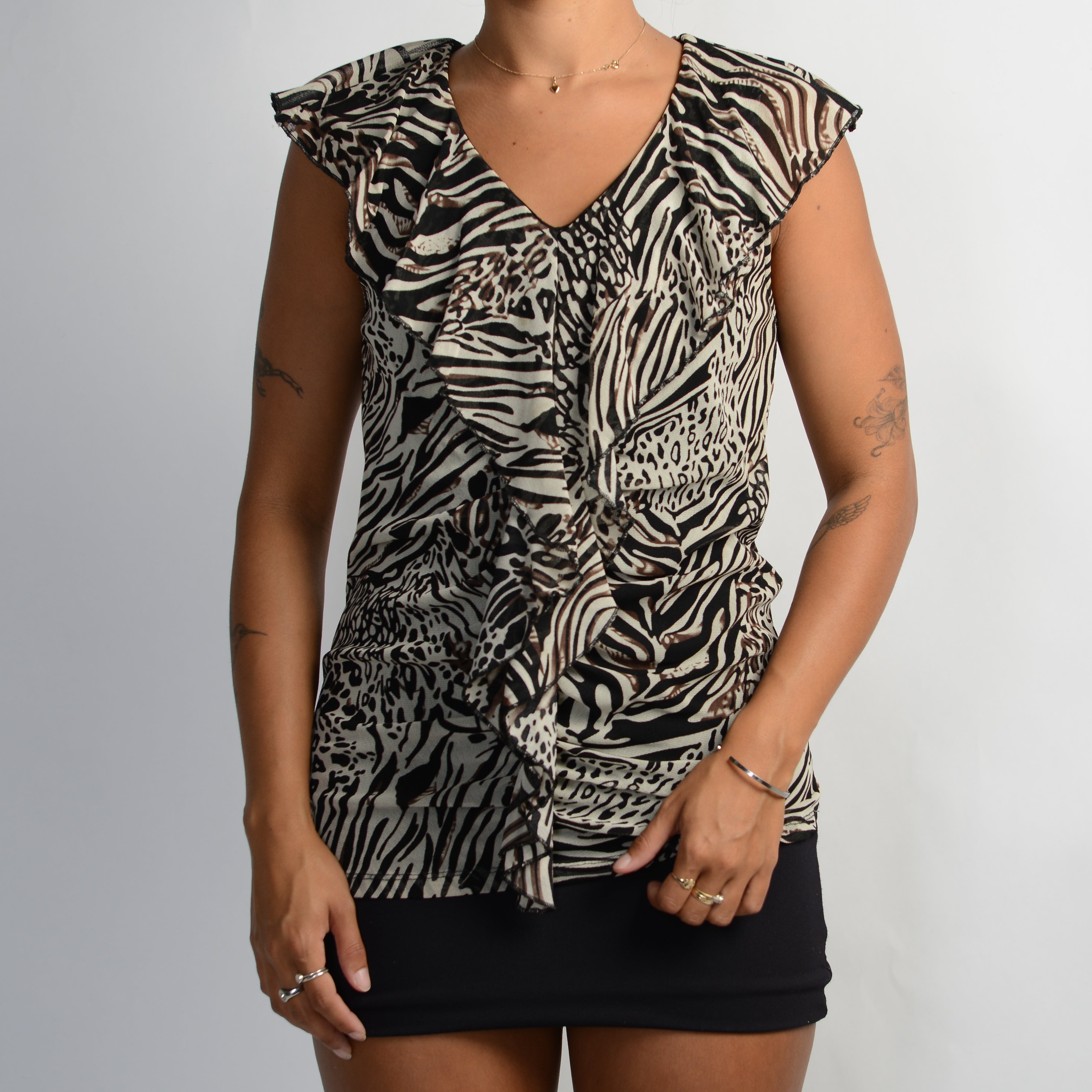 ANIMAL PRINT MESH TOP