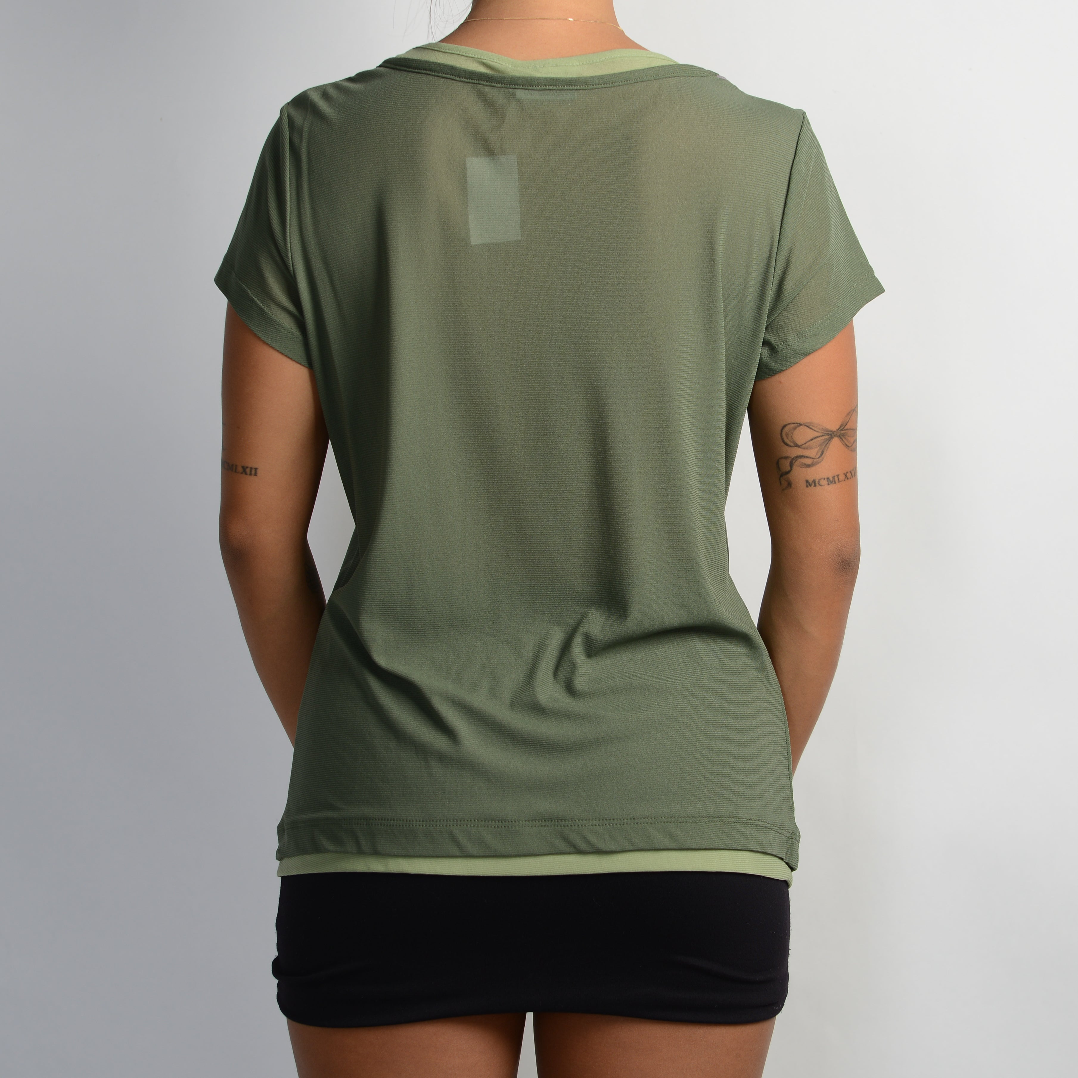 GREEN MESH LAYERED TOP
