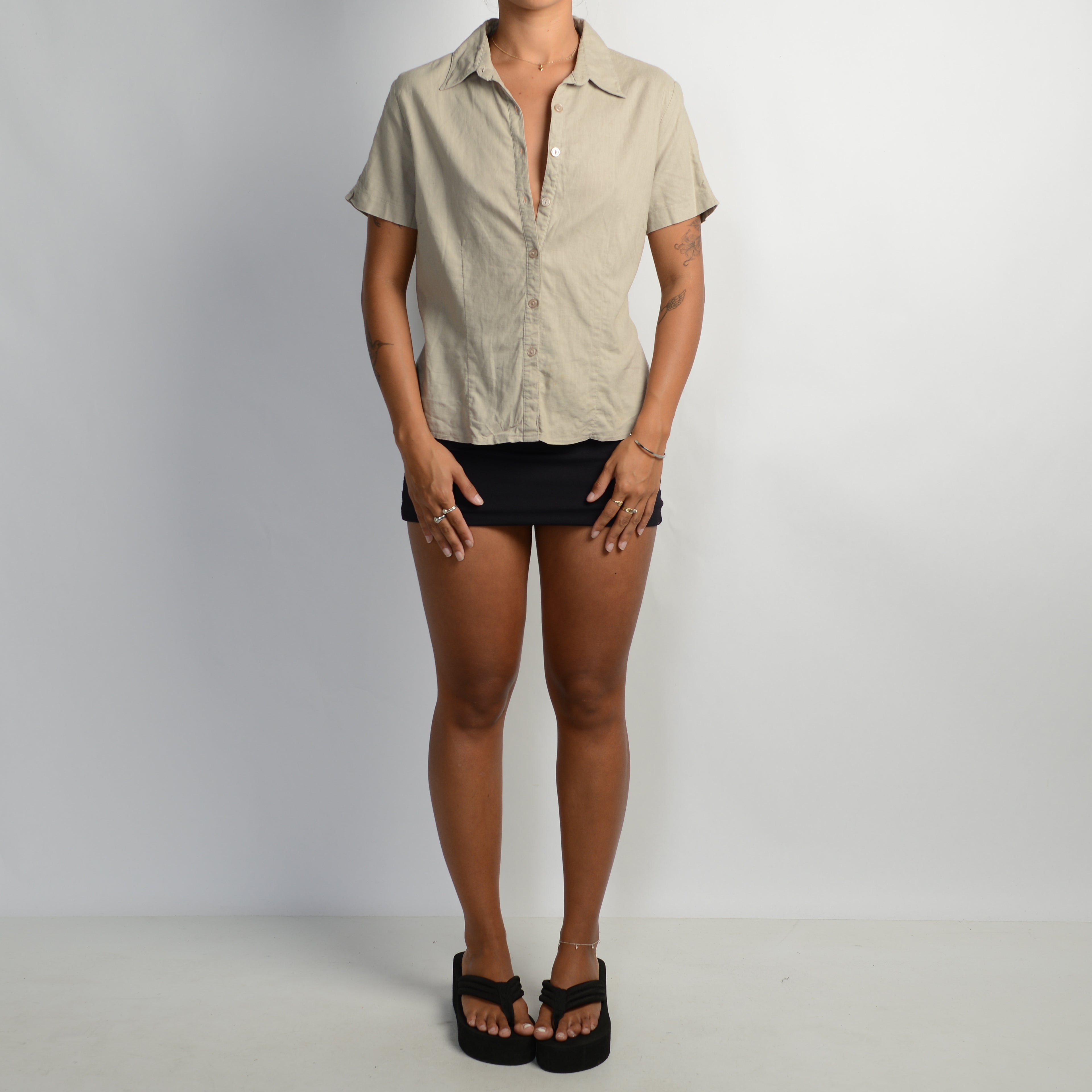 BEIGE LINEN BLOUSE